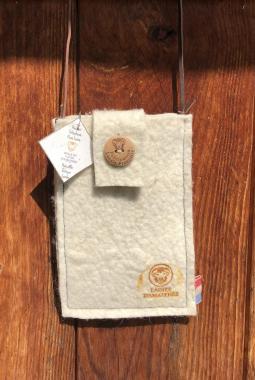 Pochette téléphone en laine de mouton feutrée