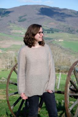 Pull Mohair rond beige