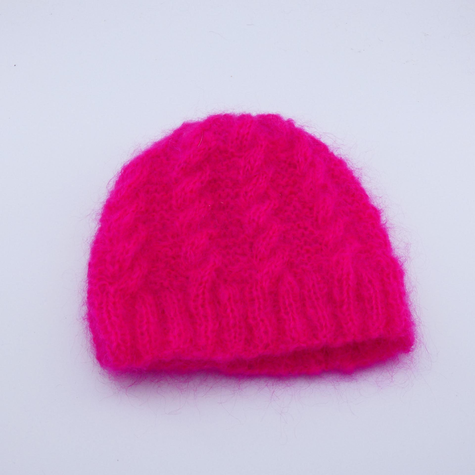 bonnet laine mohair fuchsia