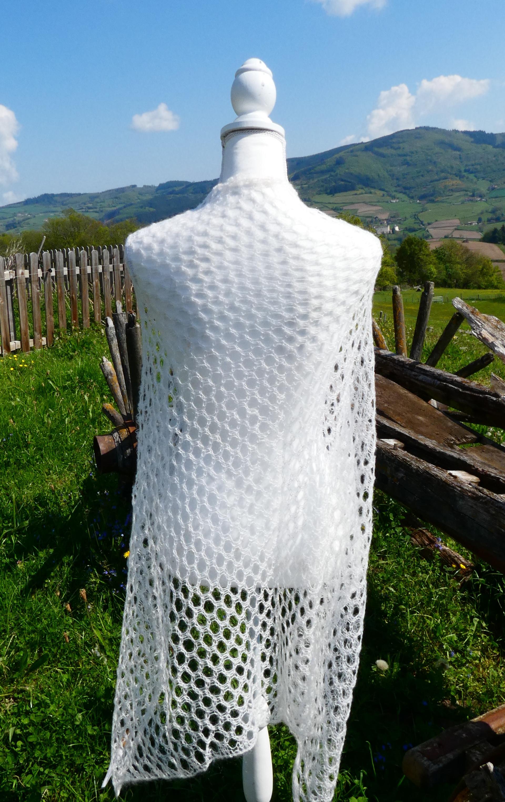 Carré tricot Mohair écru 2