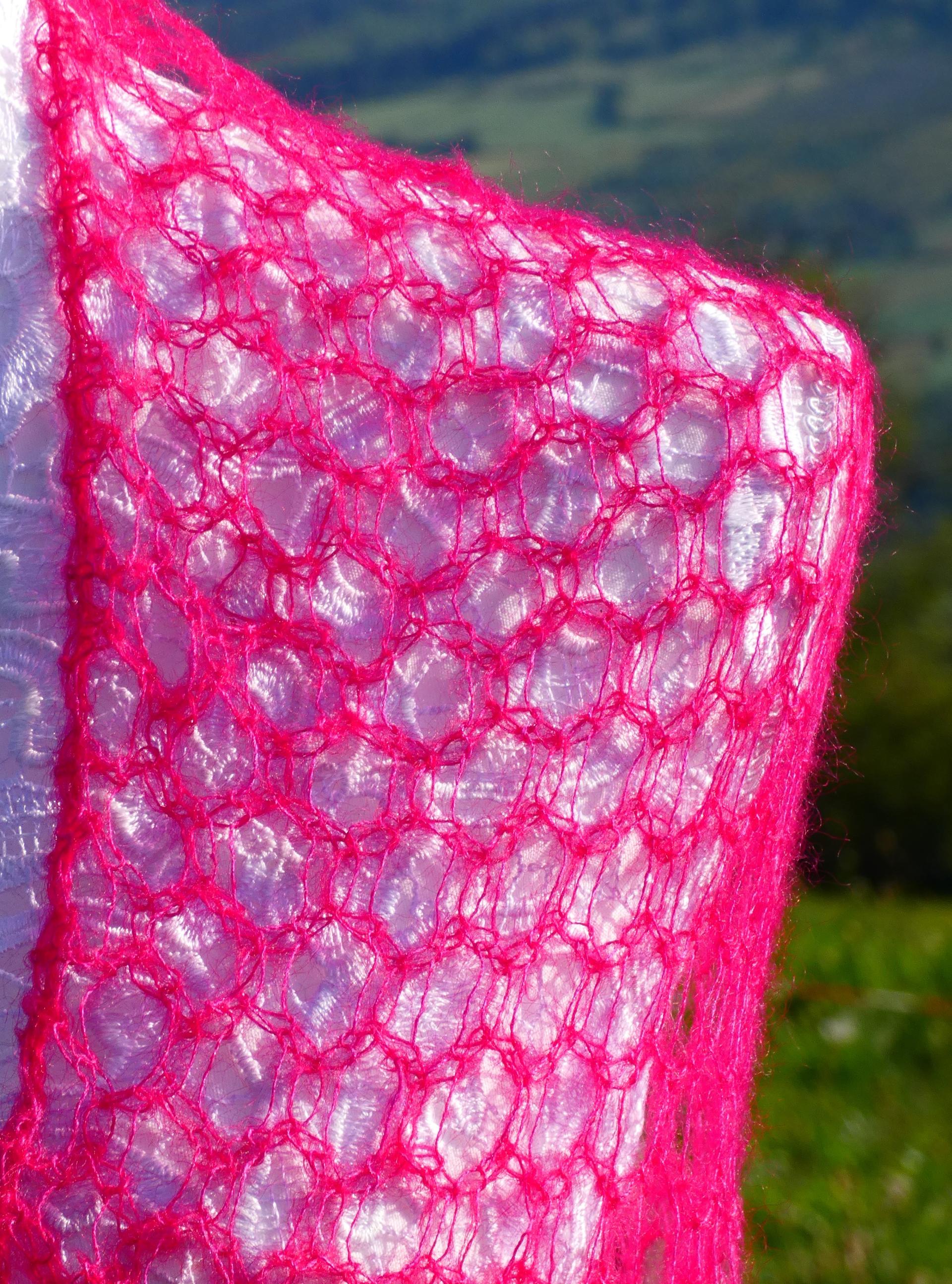 Carré tricot Mohair framboise 3