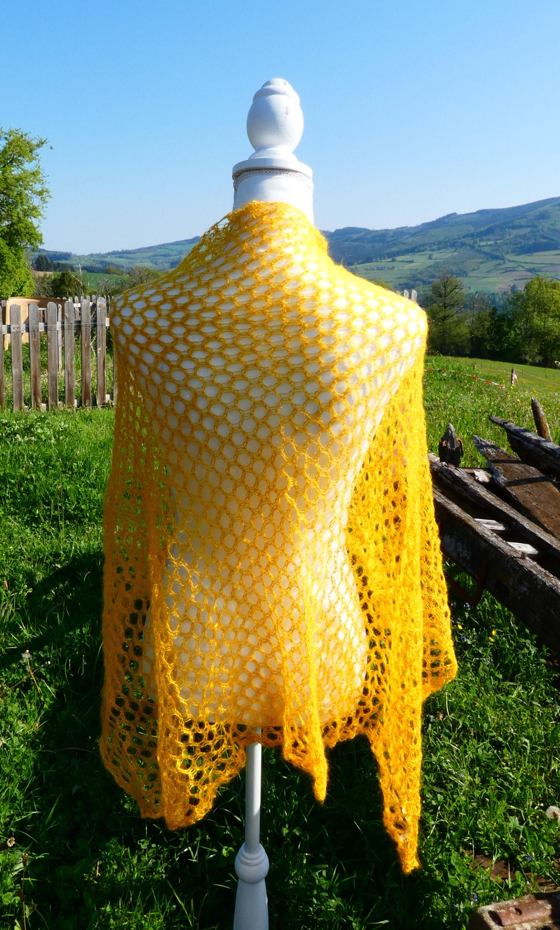 Carré tricot Mohair mangue 2