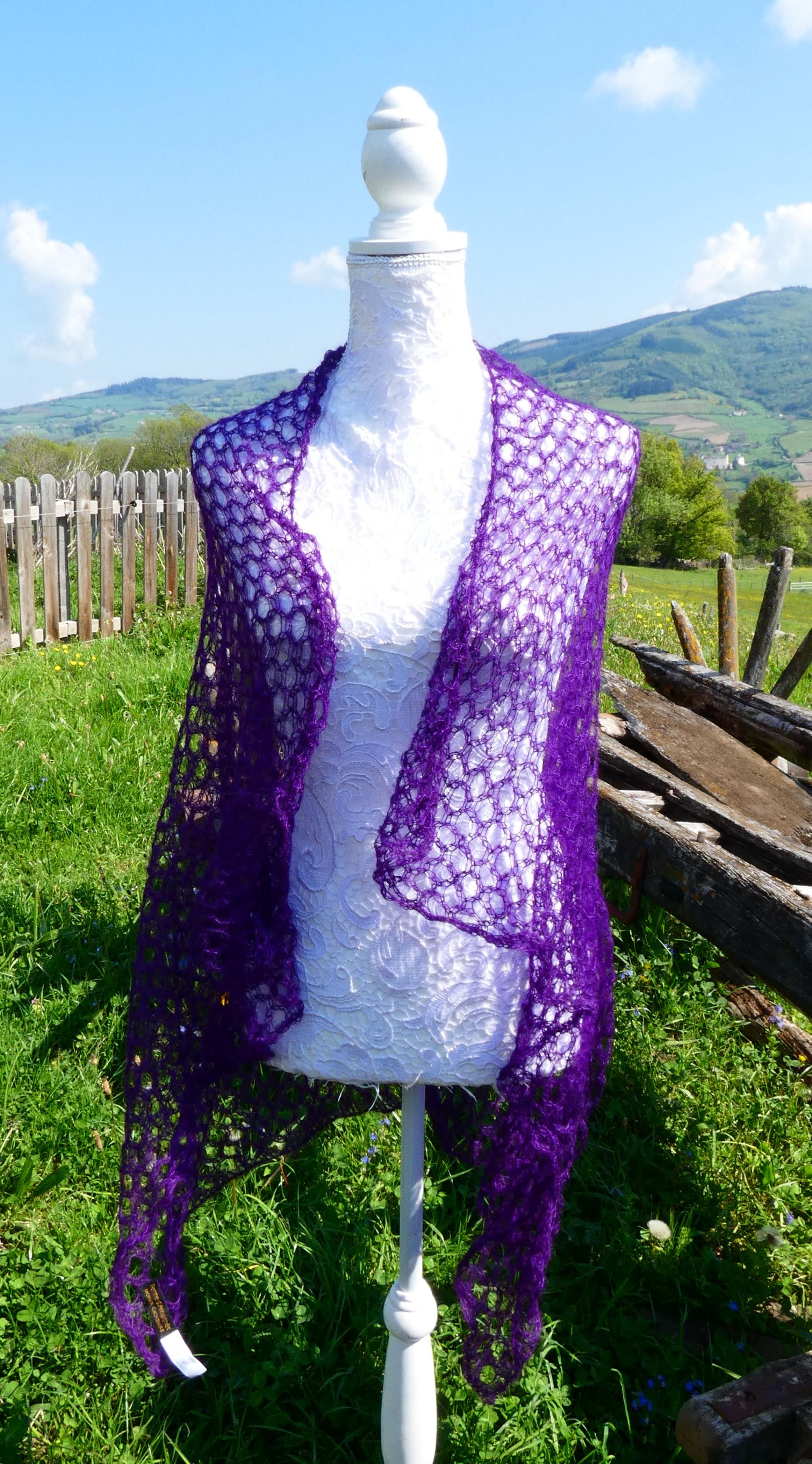 Carré tricot Mohair pensée 1