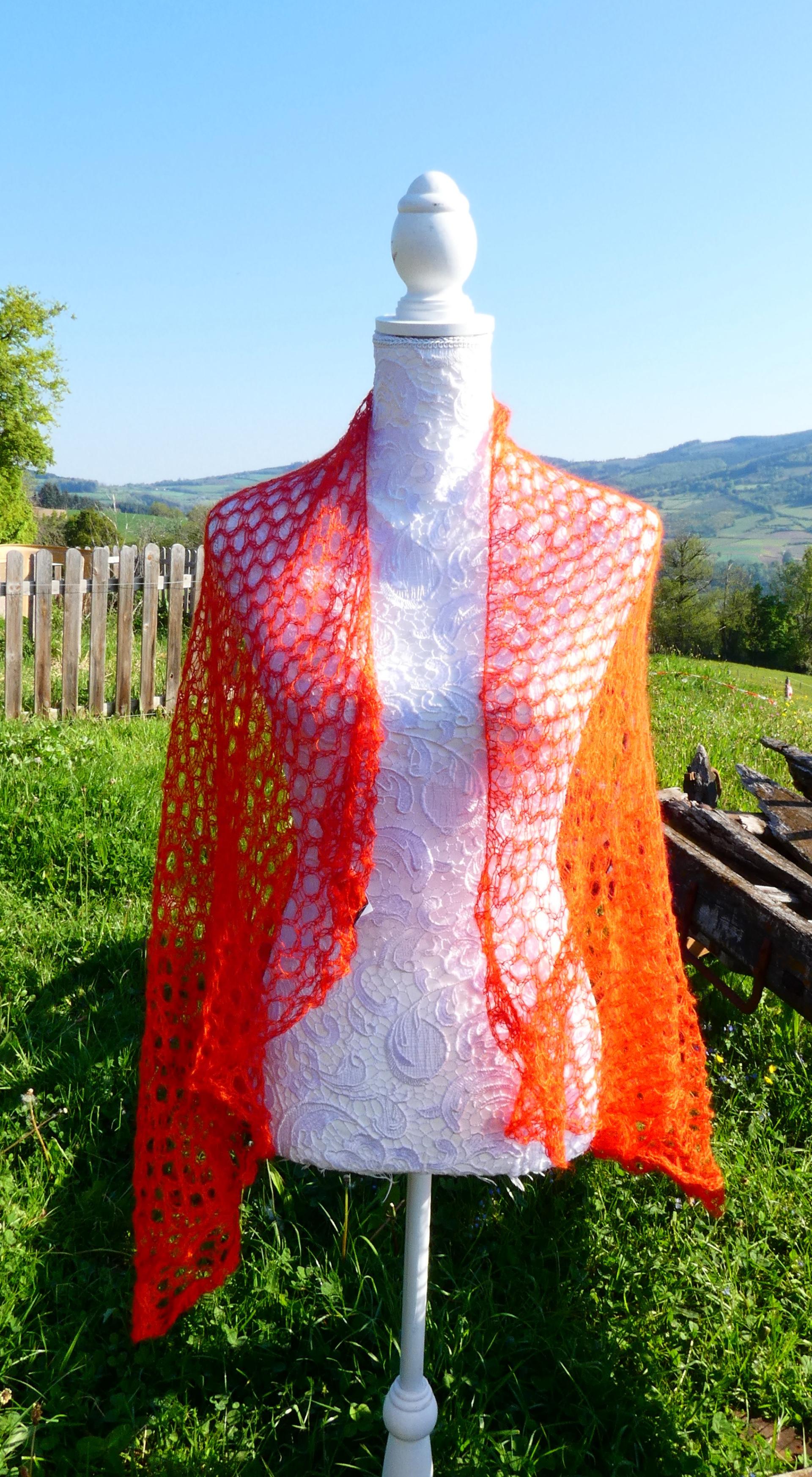 Carré tricot Mohair potiron 1