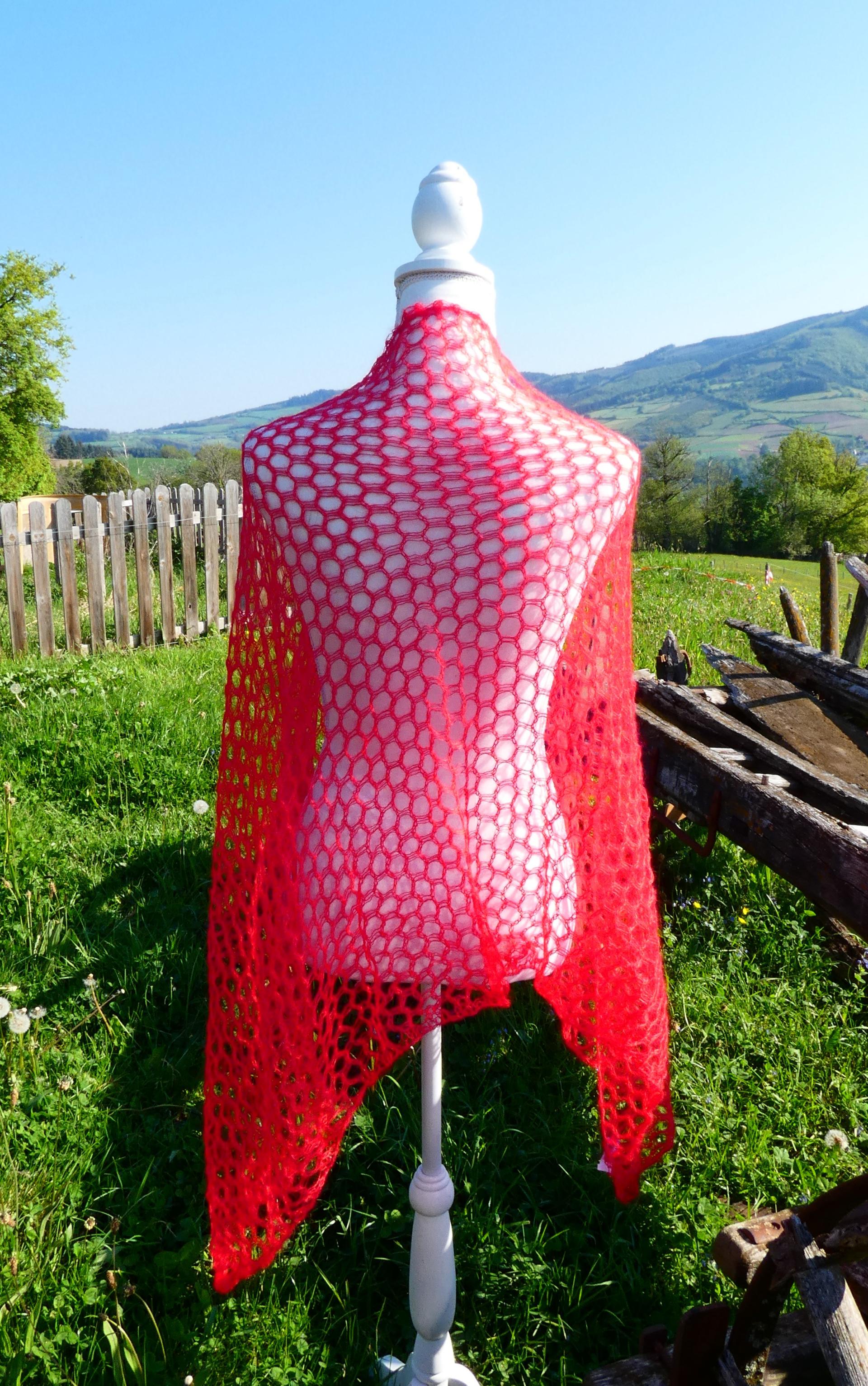 Carré tricot Mohair vermeil 2