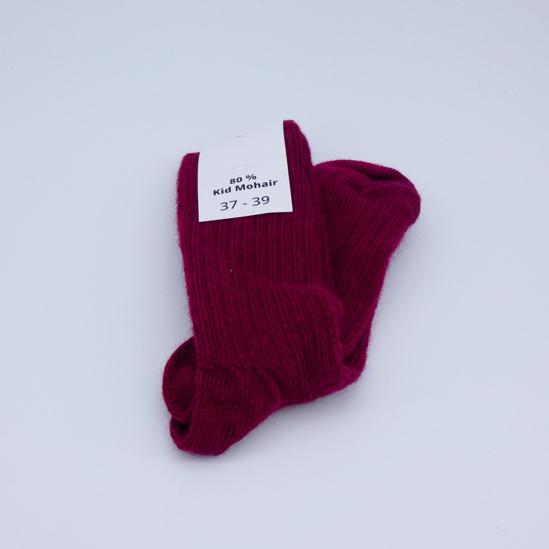 Chaussettes courtes uni laine mohair bordeaux