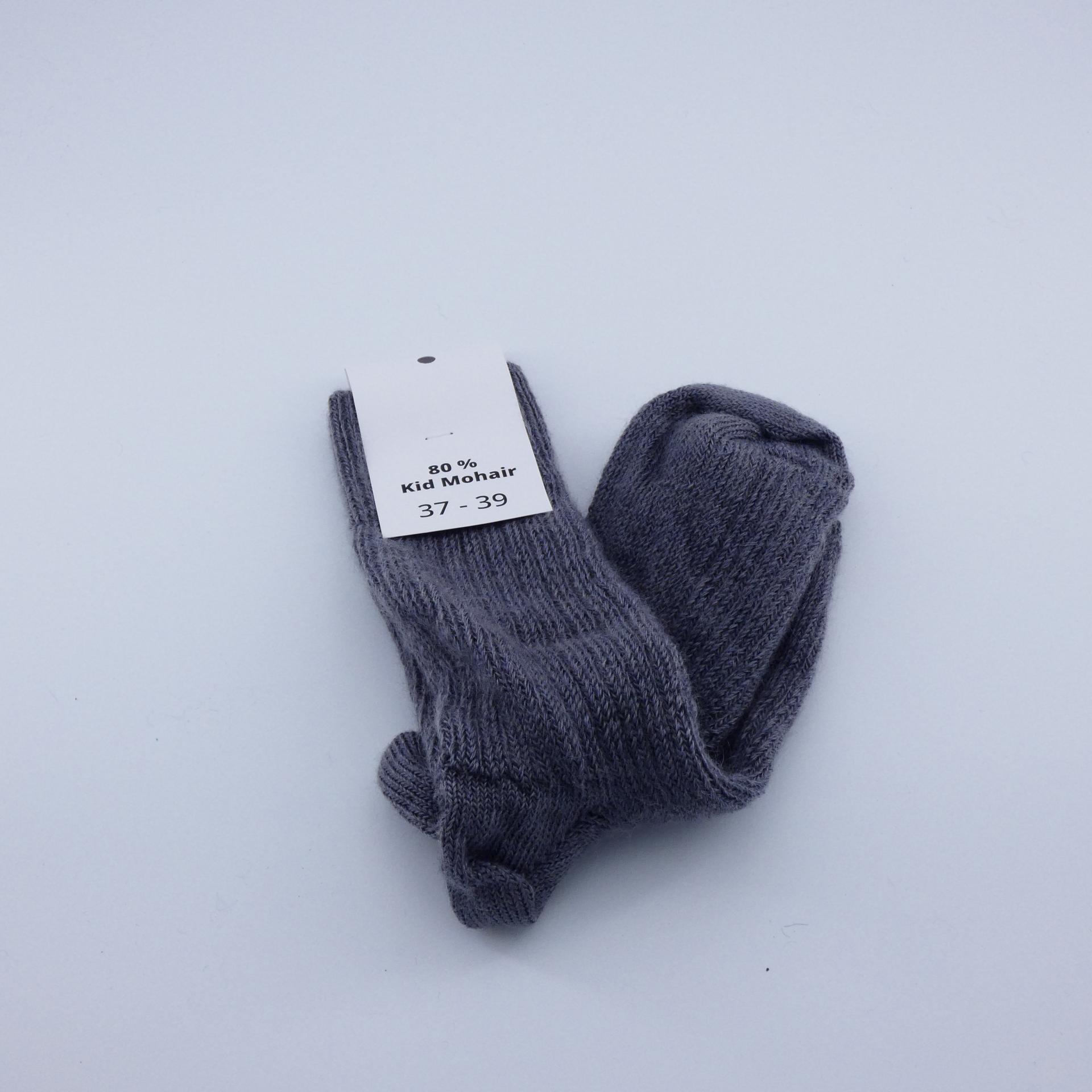 Chaussettes courtes uni laine mohair gris silex