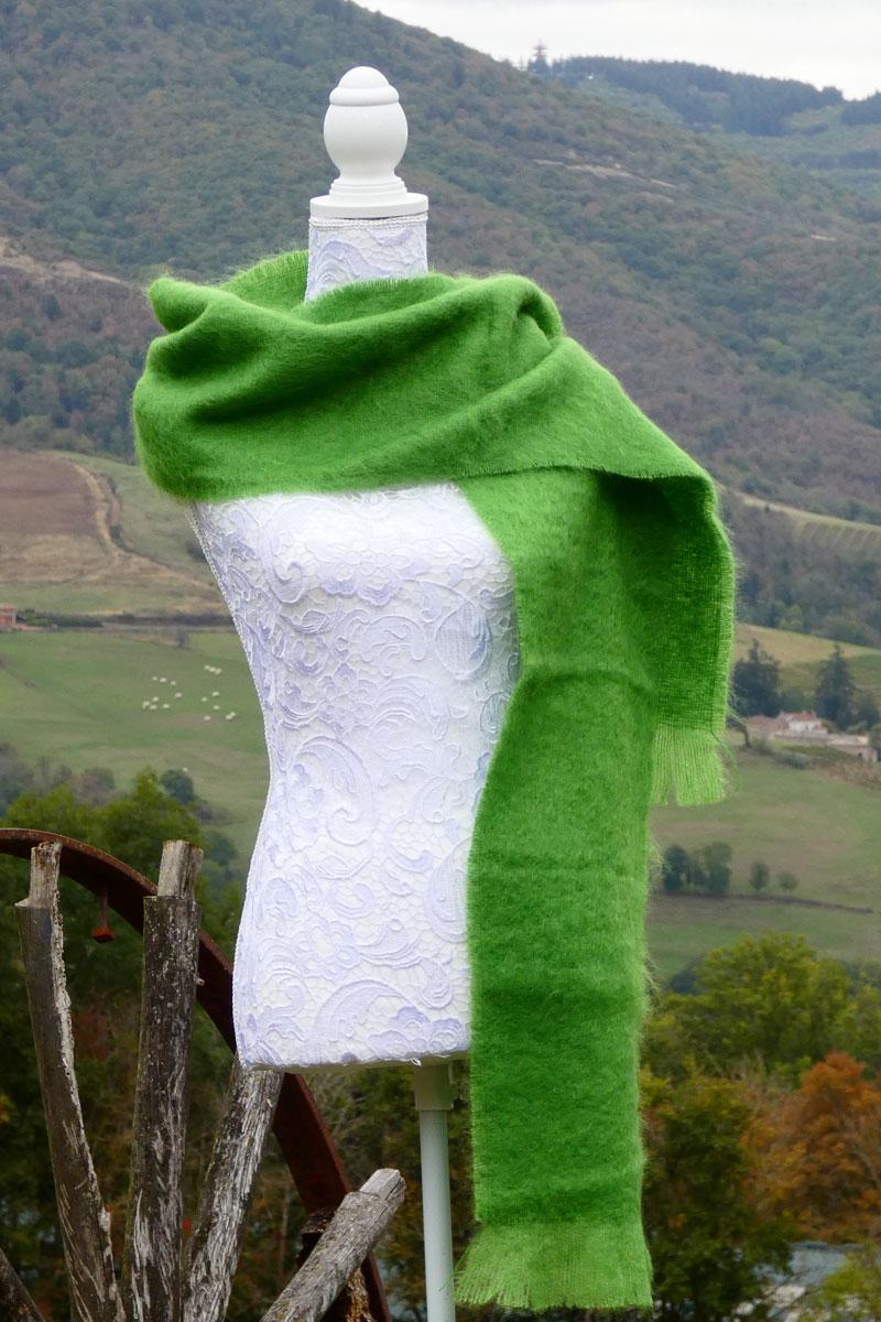 Grande écharpe Mohair vert anis