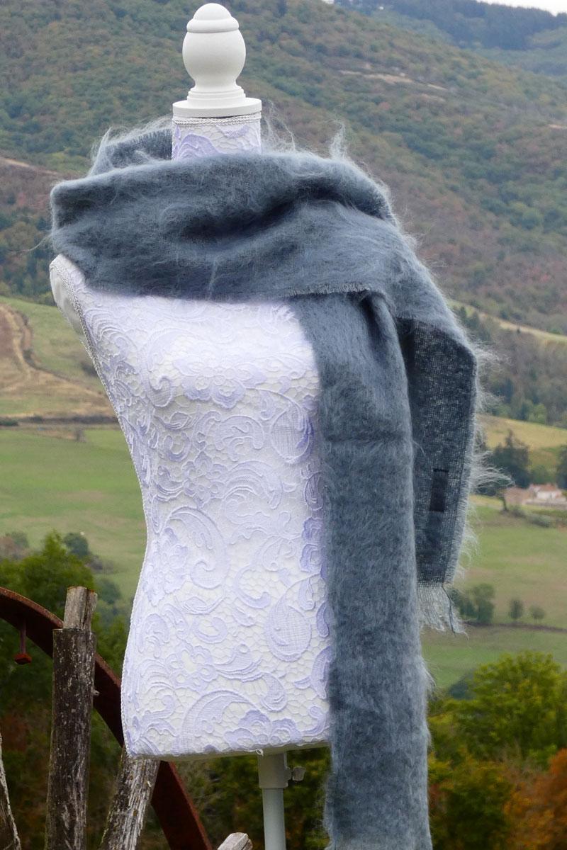 Grande écharpe Mohair gris silex 