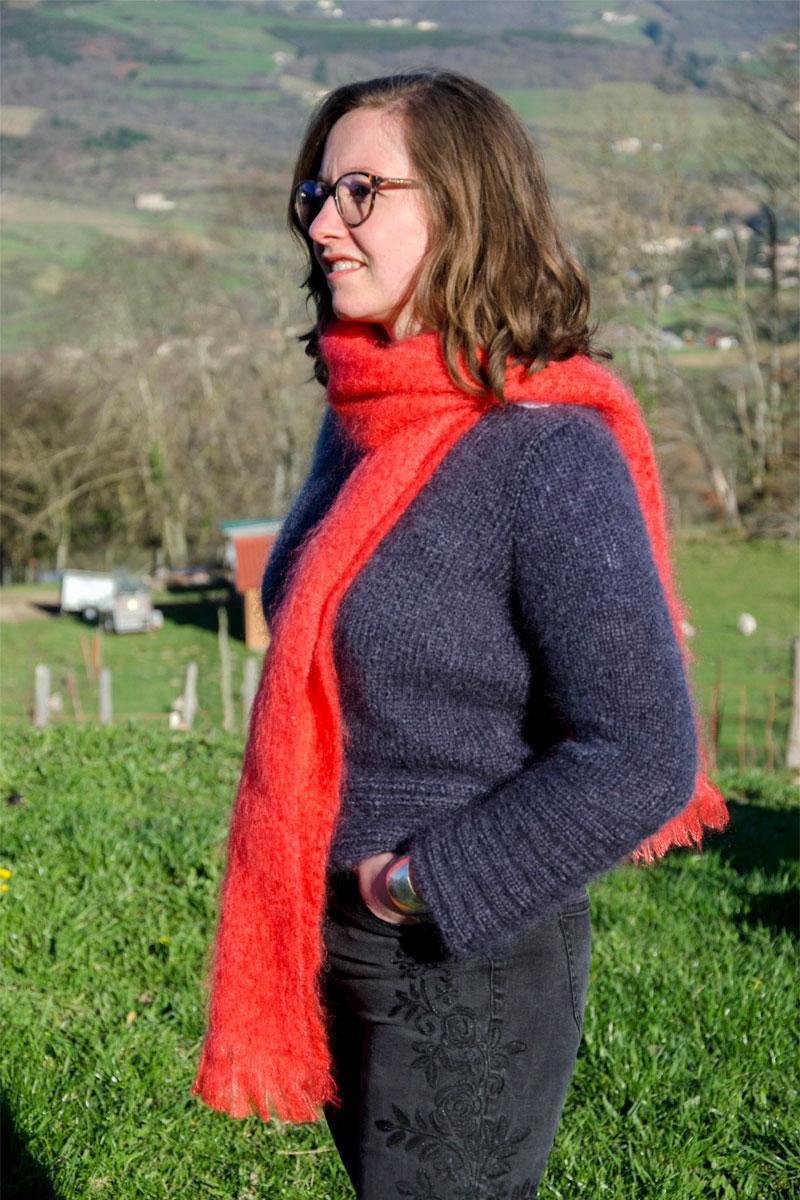 Grande écharpe Mohair capucine