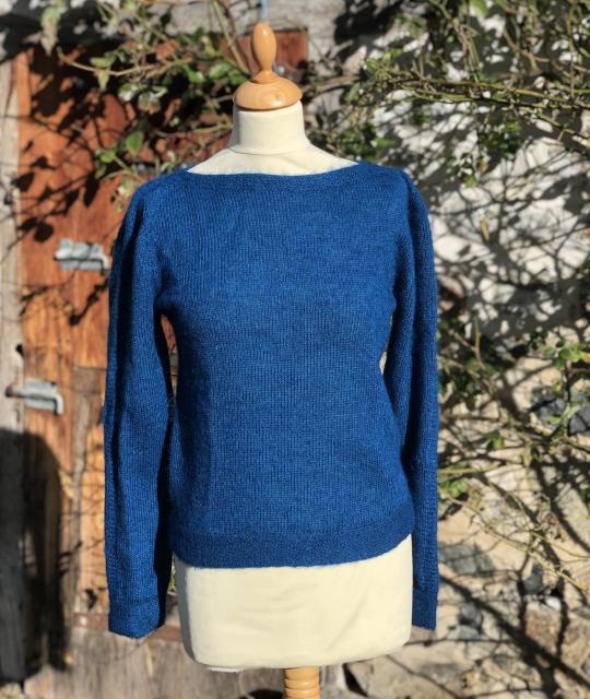 Pull col bateau mohair et soie