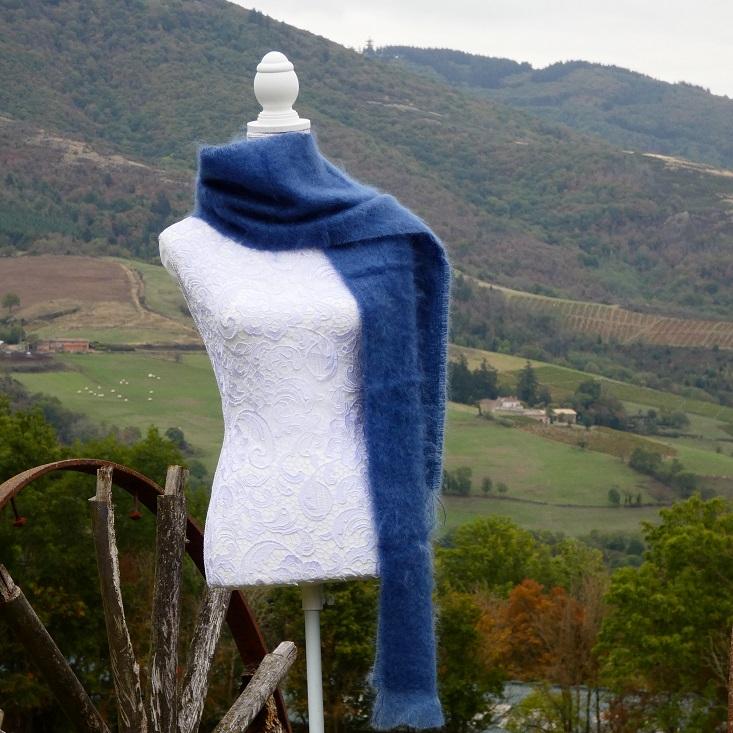 Grande écharpe Mohair bleu A