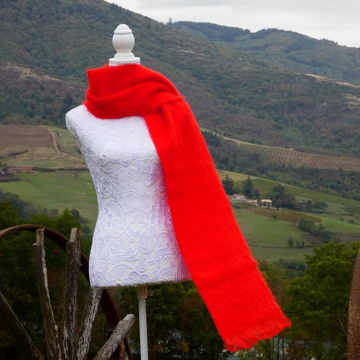 Grande écharpe Mohair orange peps