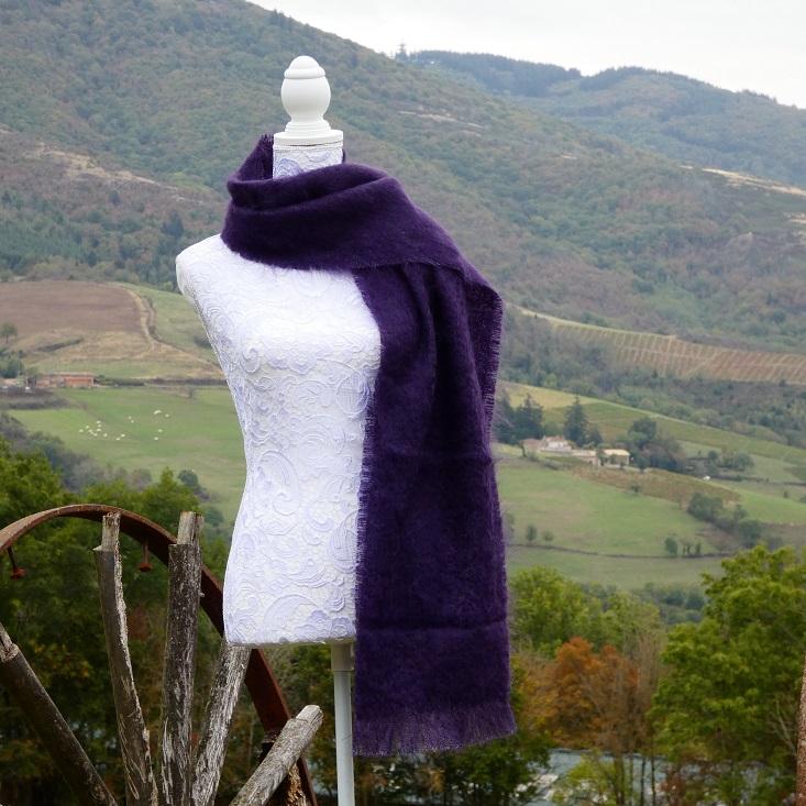 Grande écharpe Mohair myrtille