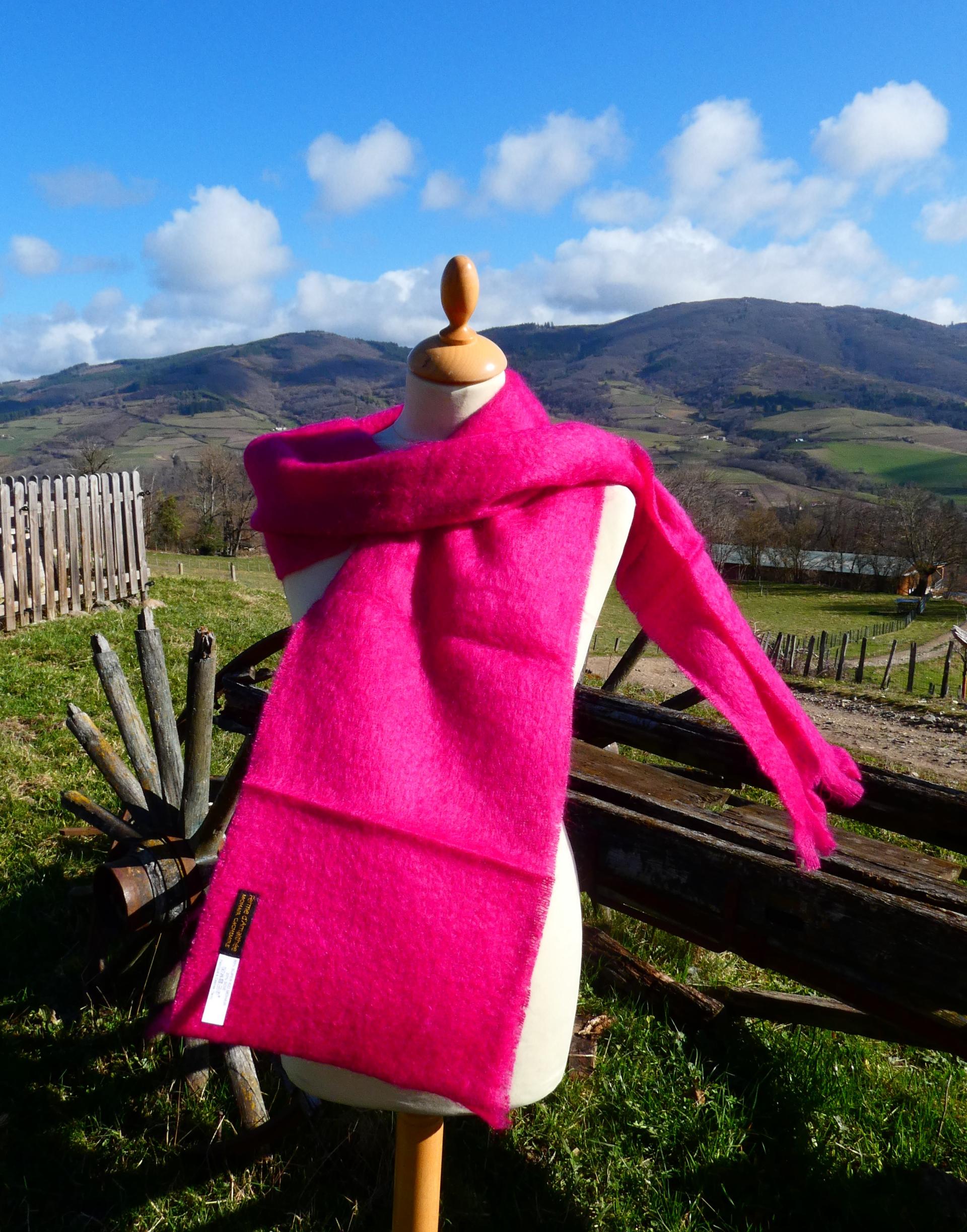 Grande écharpe Mohair framboise