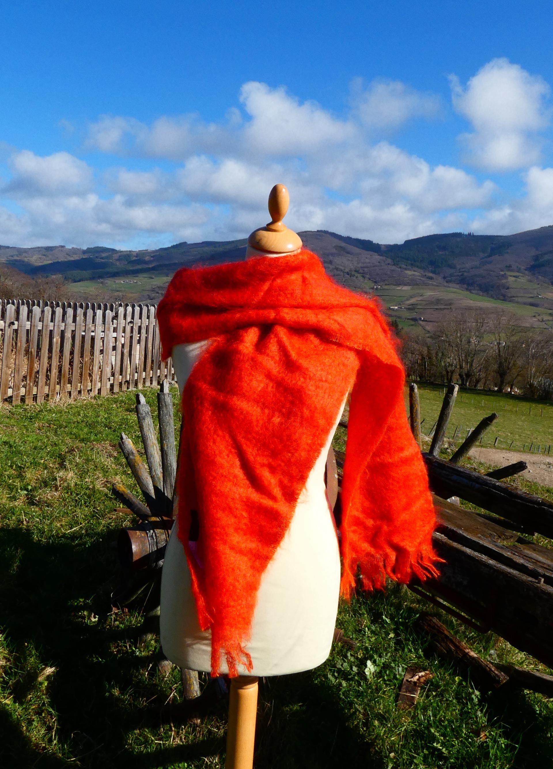 Grande écharpe Mohair potiron 1