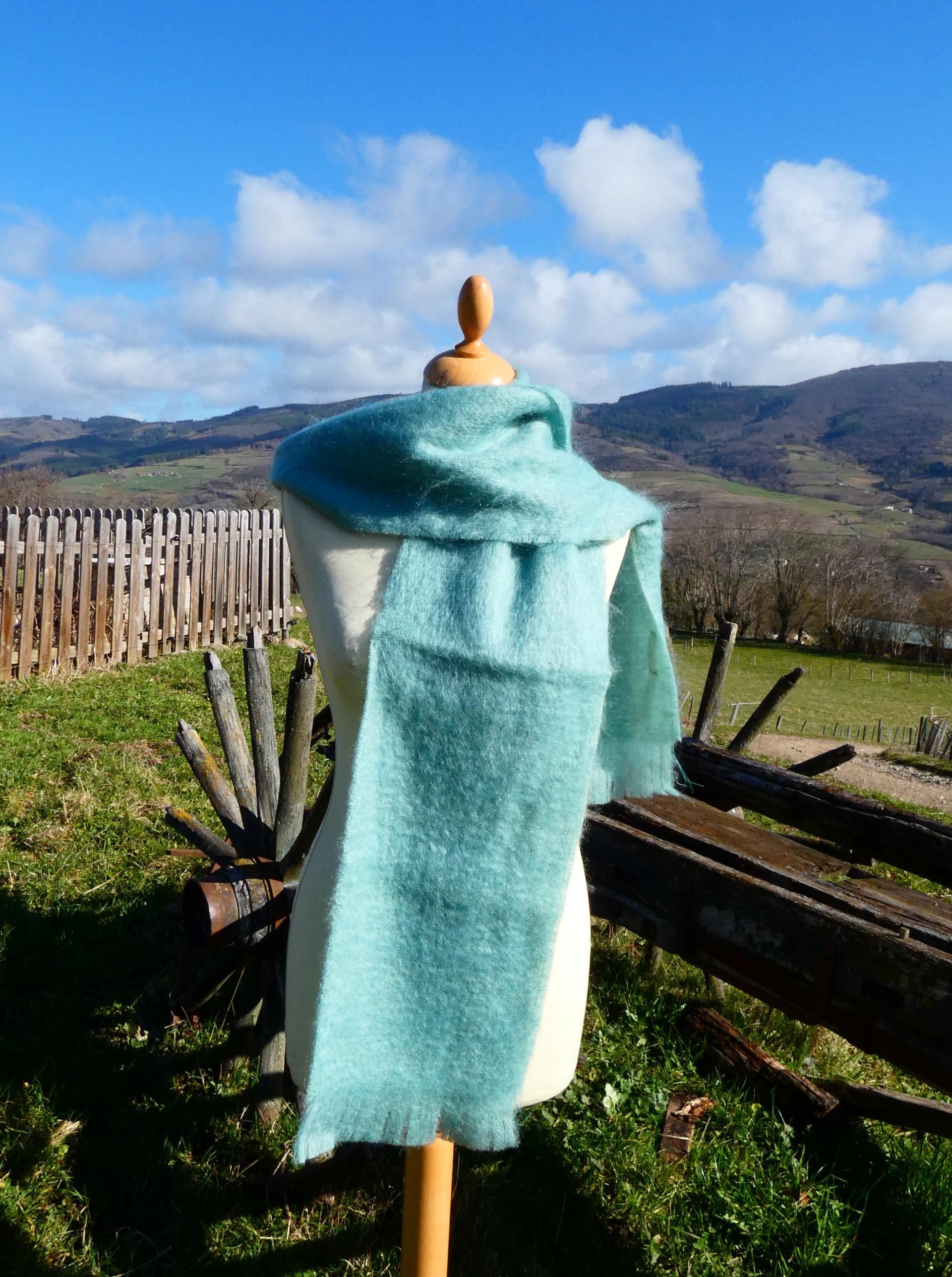 Grande écharpe Mohair sauge 1