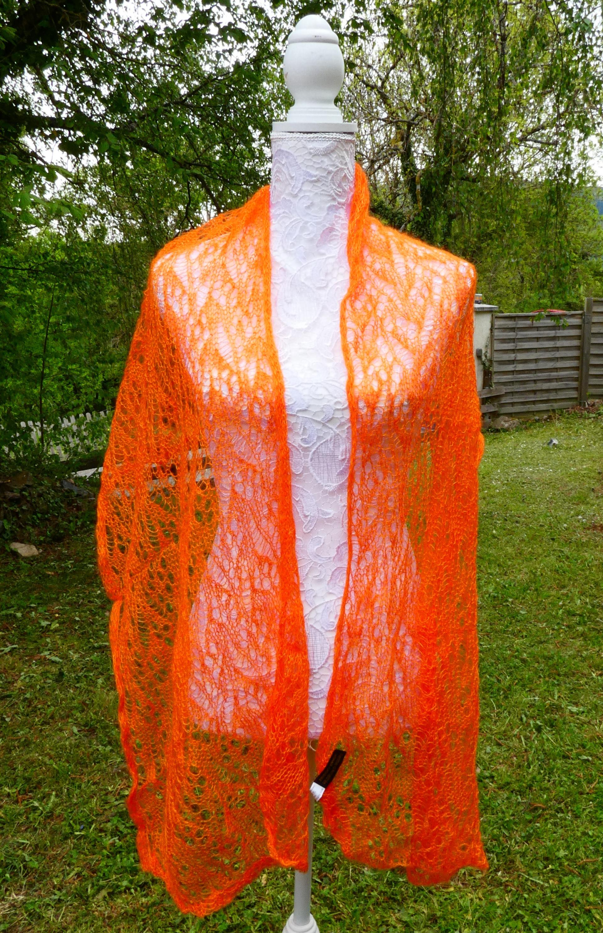 Echarpe tricot Mohair capucine