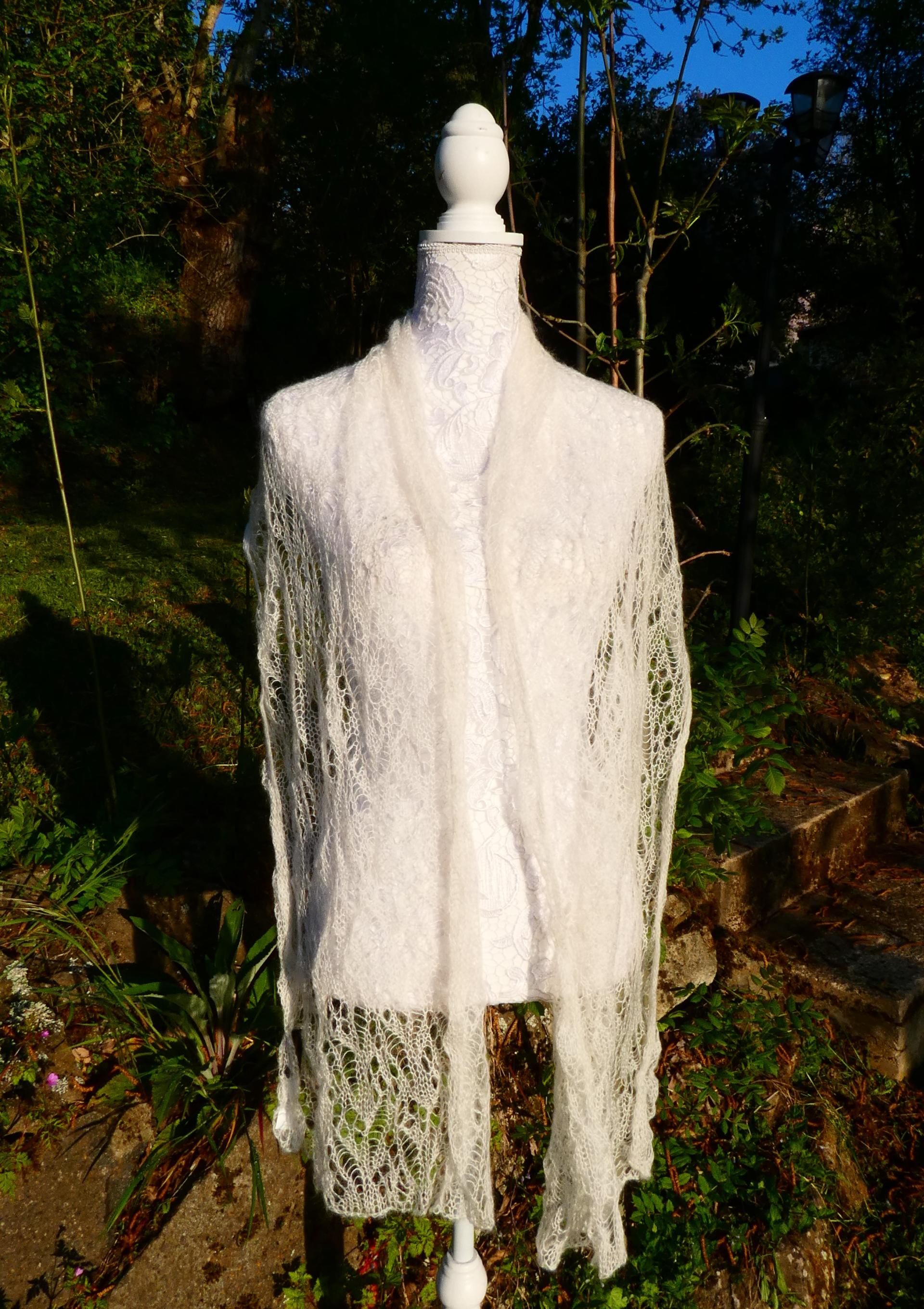 Echarpe tricot Mohair écru