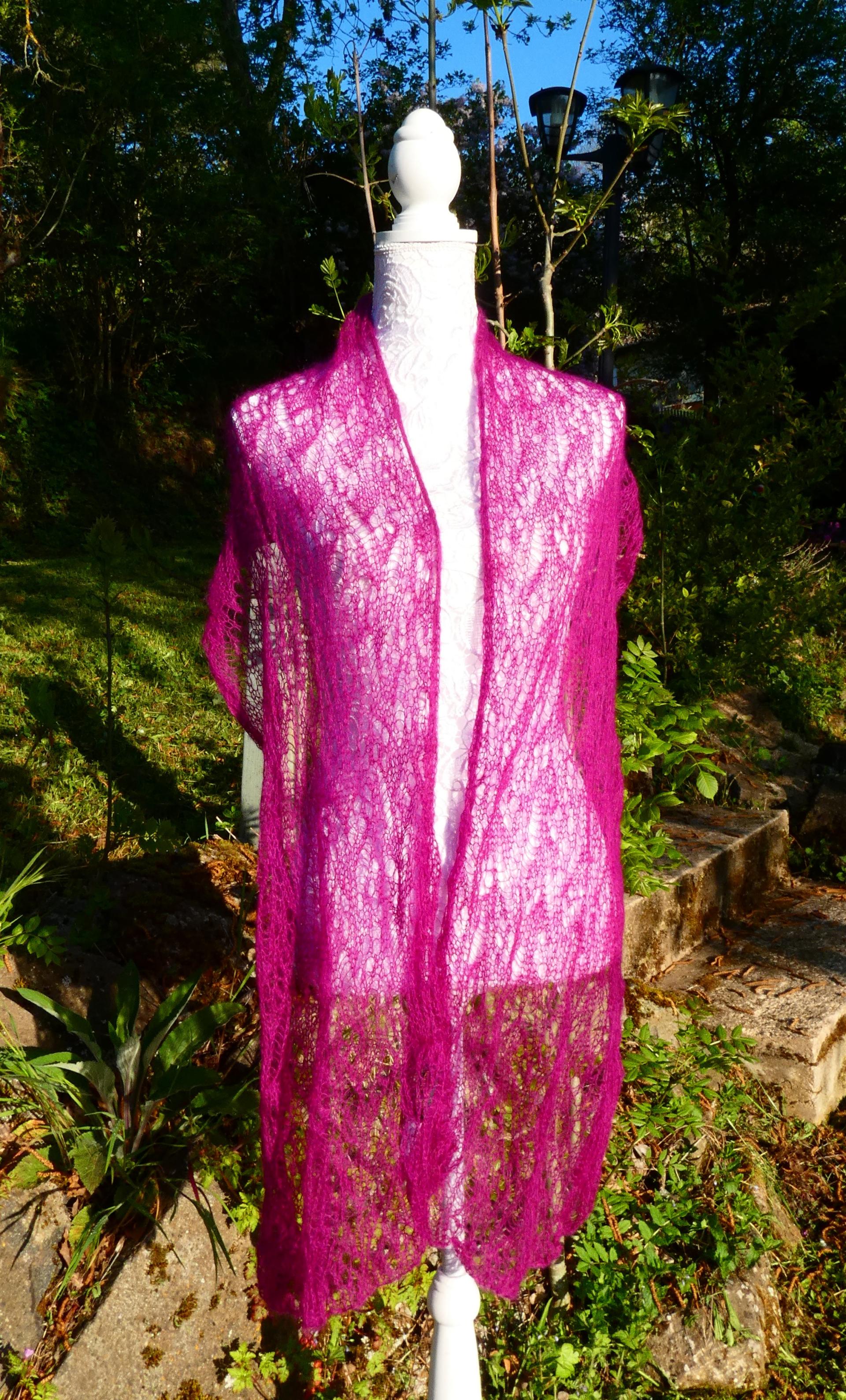 Echarpe tricot Mohair fuchsia