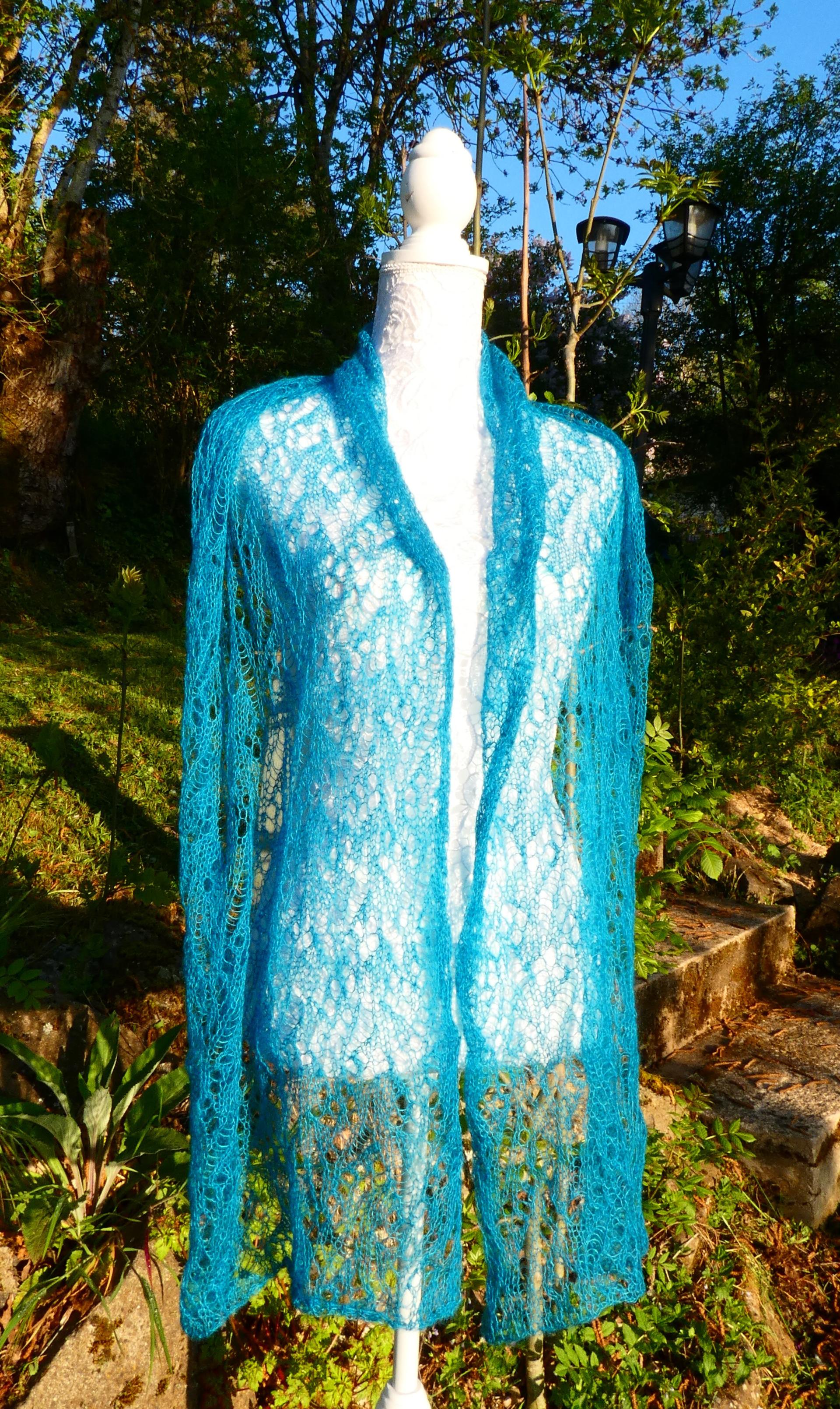 Echarpe tricot Mohair lagon