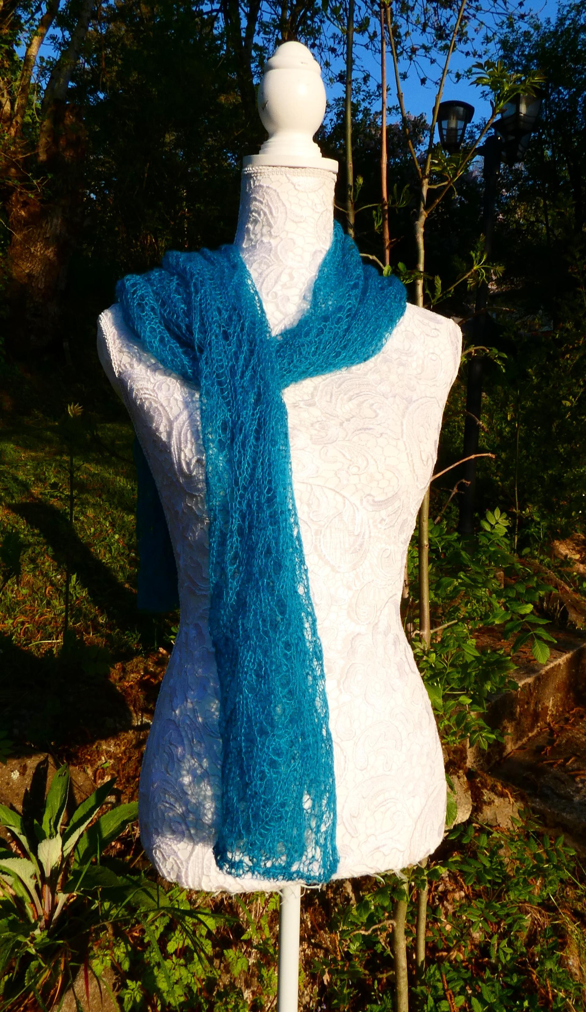 Echarpe tricot Mohair lagon 2