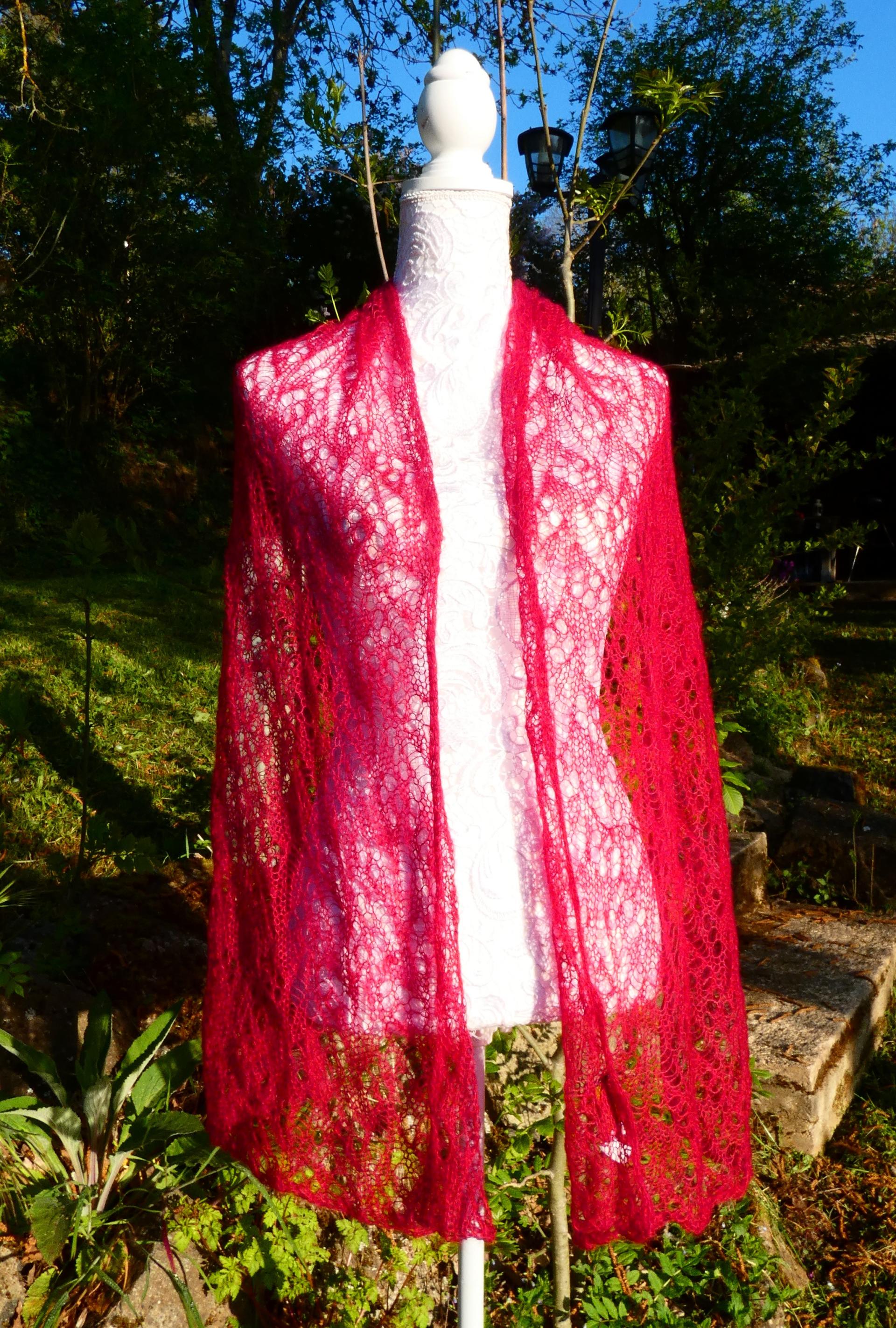 Echarpe tricot Mohair rubis