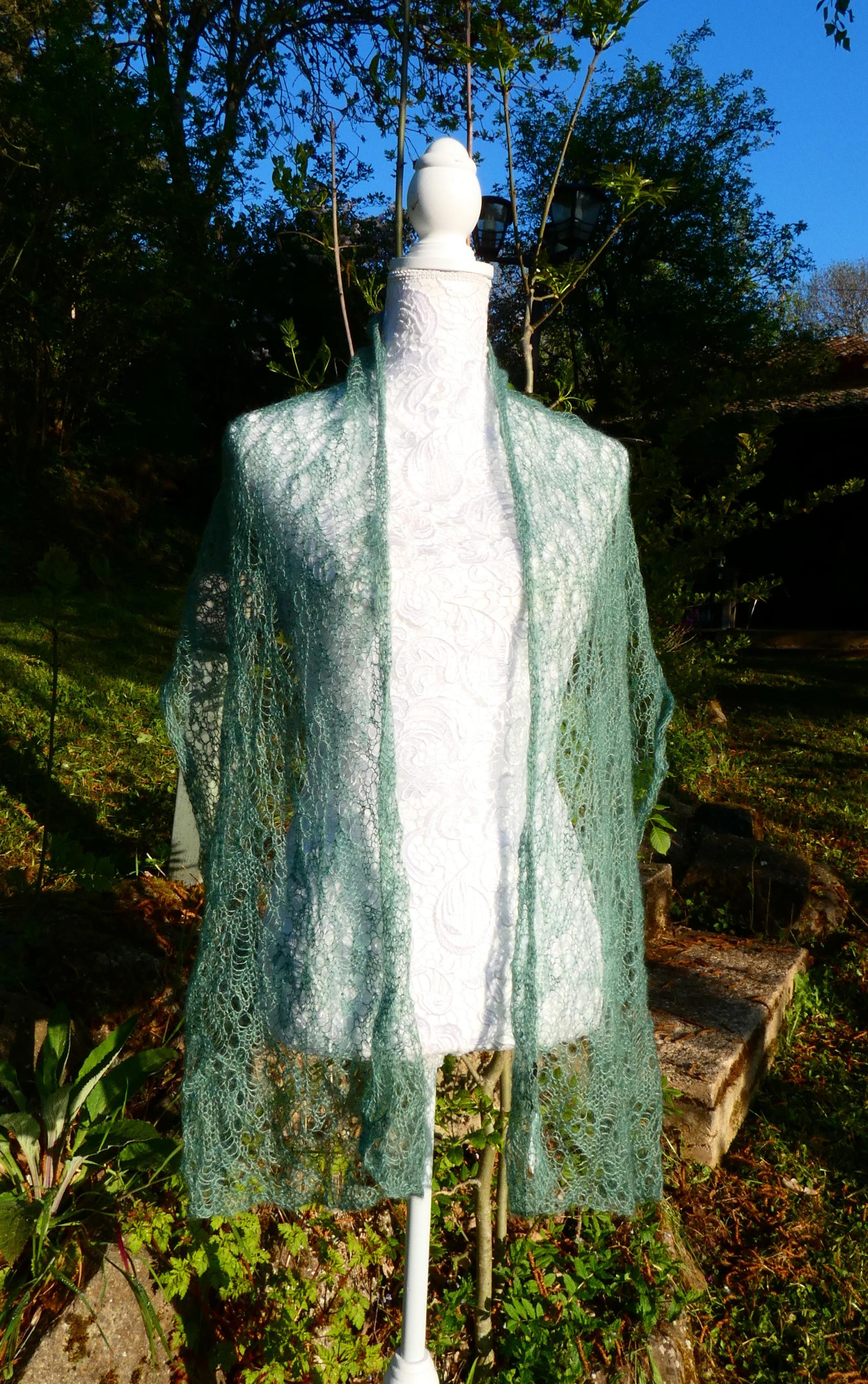 Echarpe tricot Mohair sauge