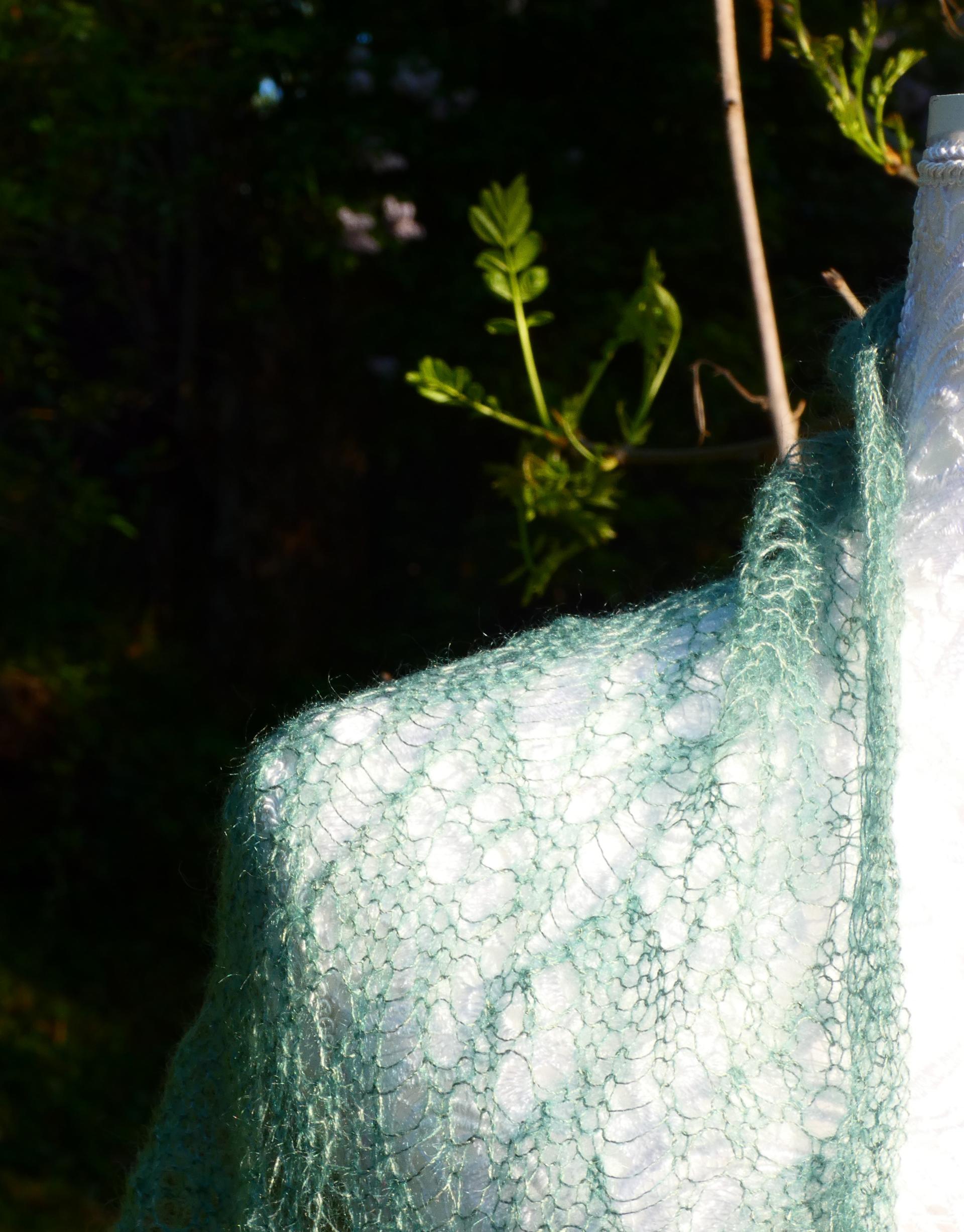 Echarpe tricot Mohair sauge