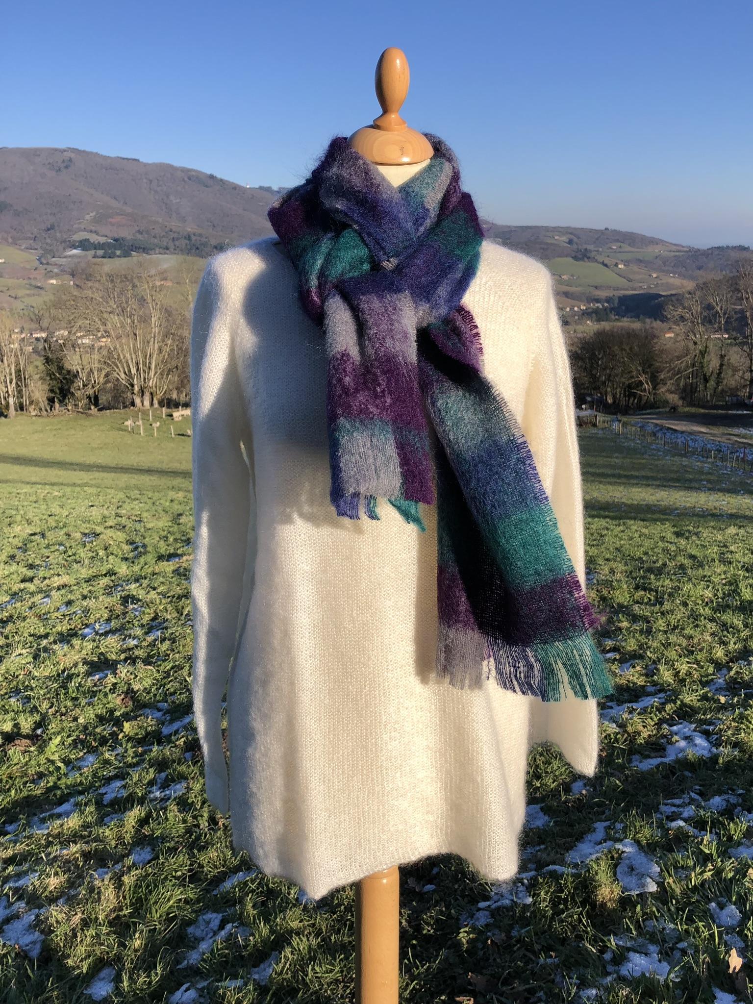 Grande Écharpe tissée en Mohair & Soie