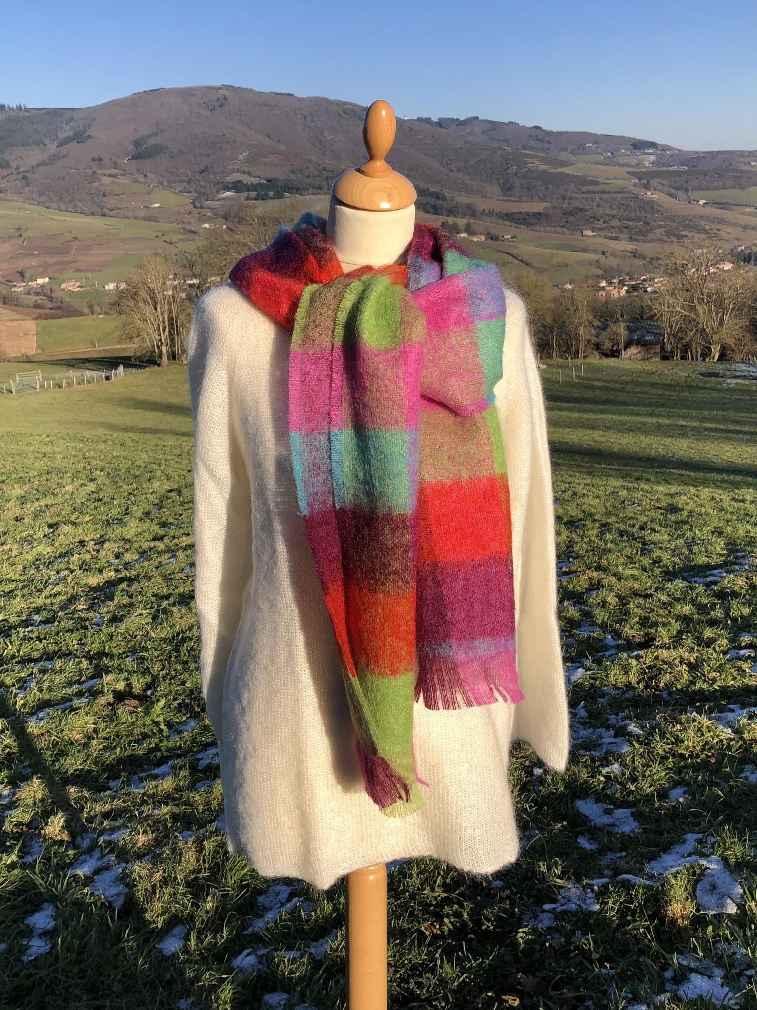 Grande Écharpe tissée en Mohair & Soie