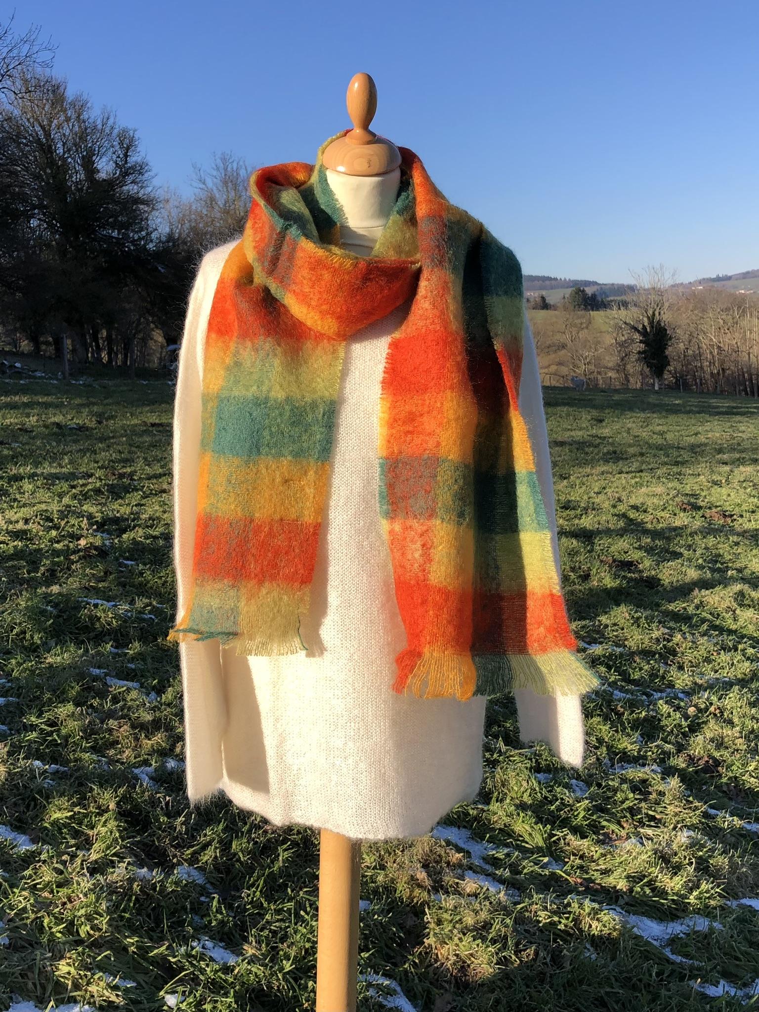 Grande Écharpe tissée en Mohair & Soie