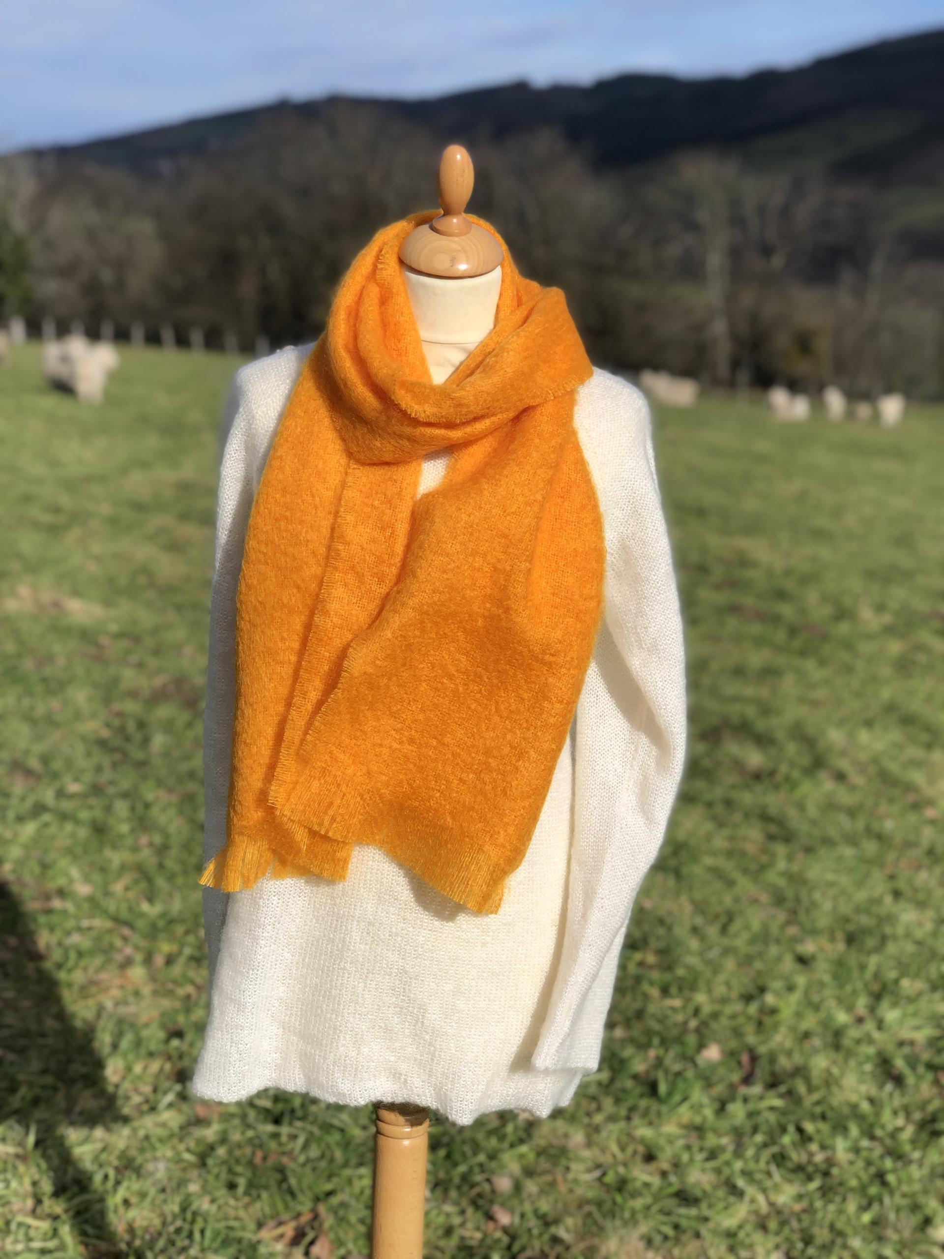 Grande Écharpe tissée en Mohair & Soie