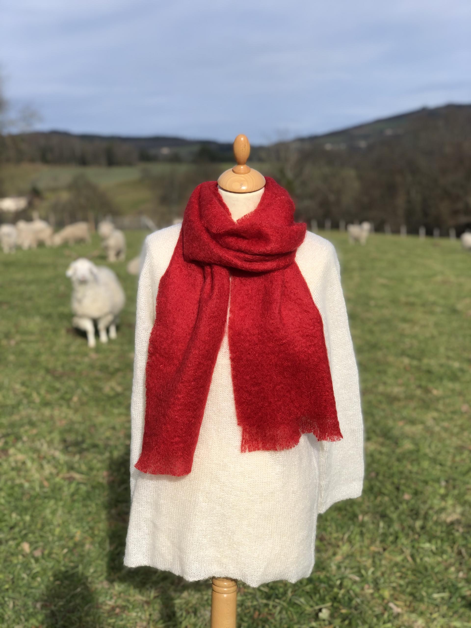 Grande Écharpe tissée en Mohair & Soie