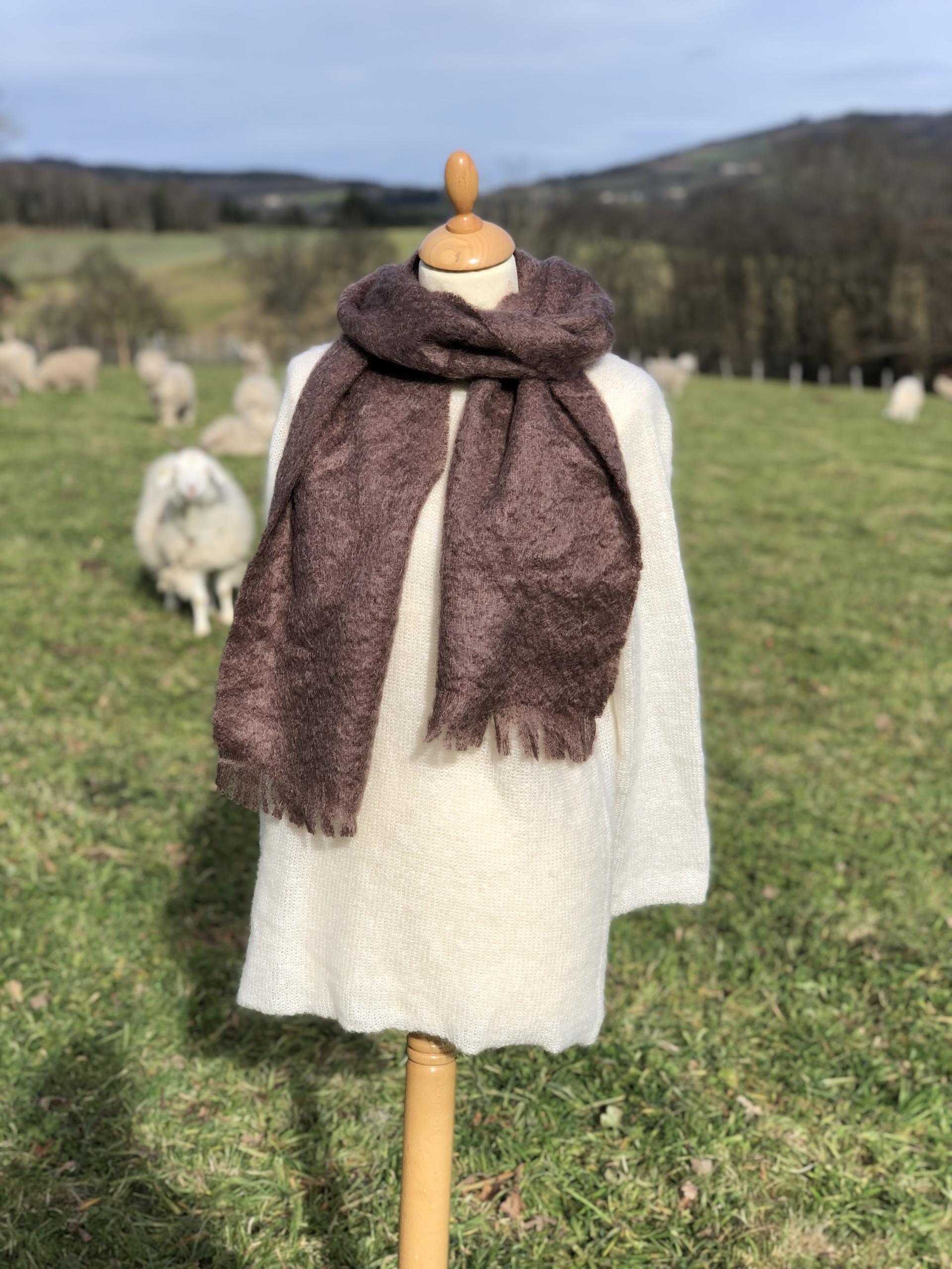 Grande Écharpe tissée en Mohair & Soie