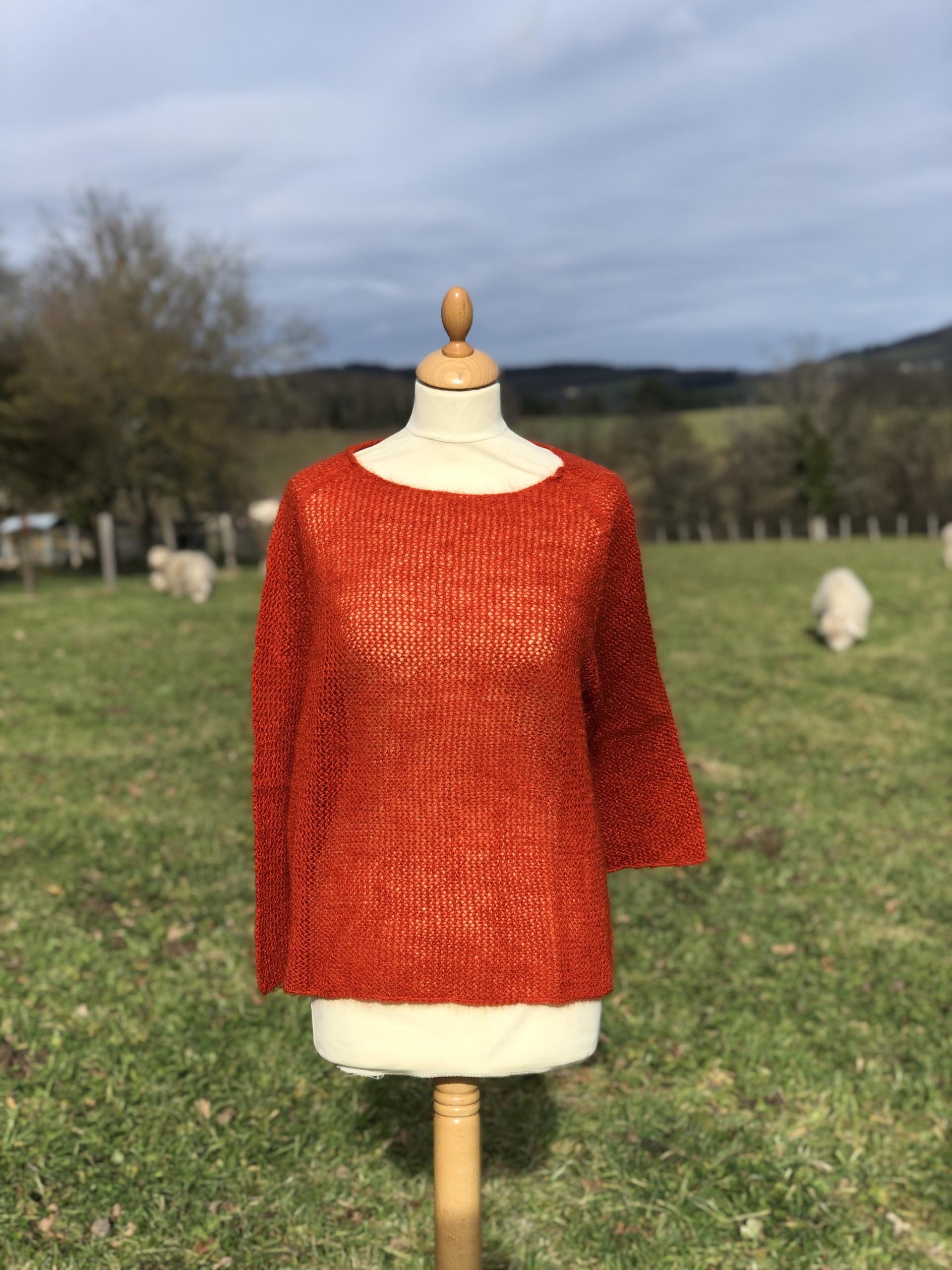 Pull dentelle mohair et soie