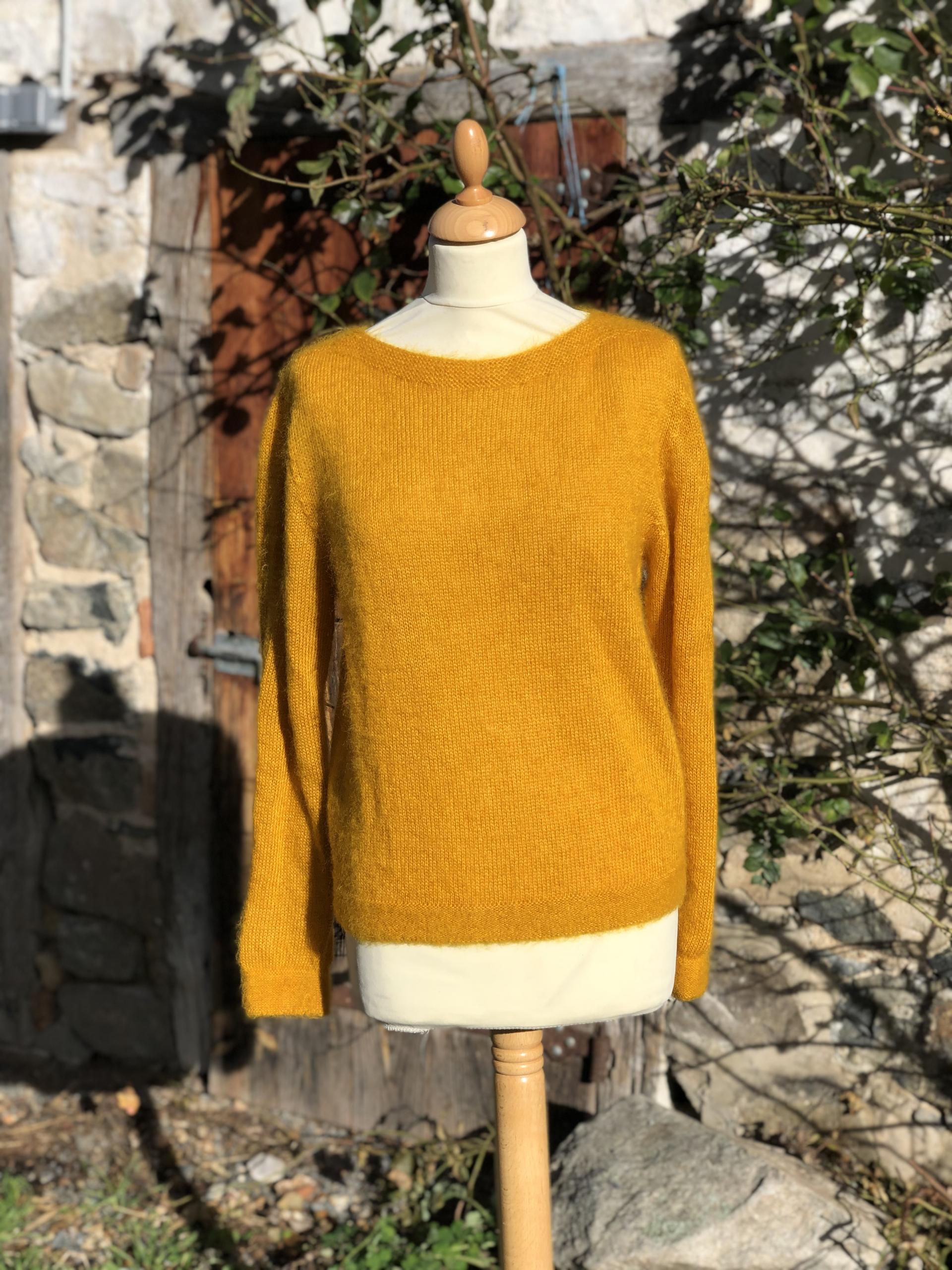 Pull col bateau mohair et soie