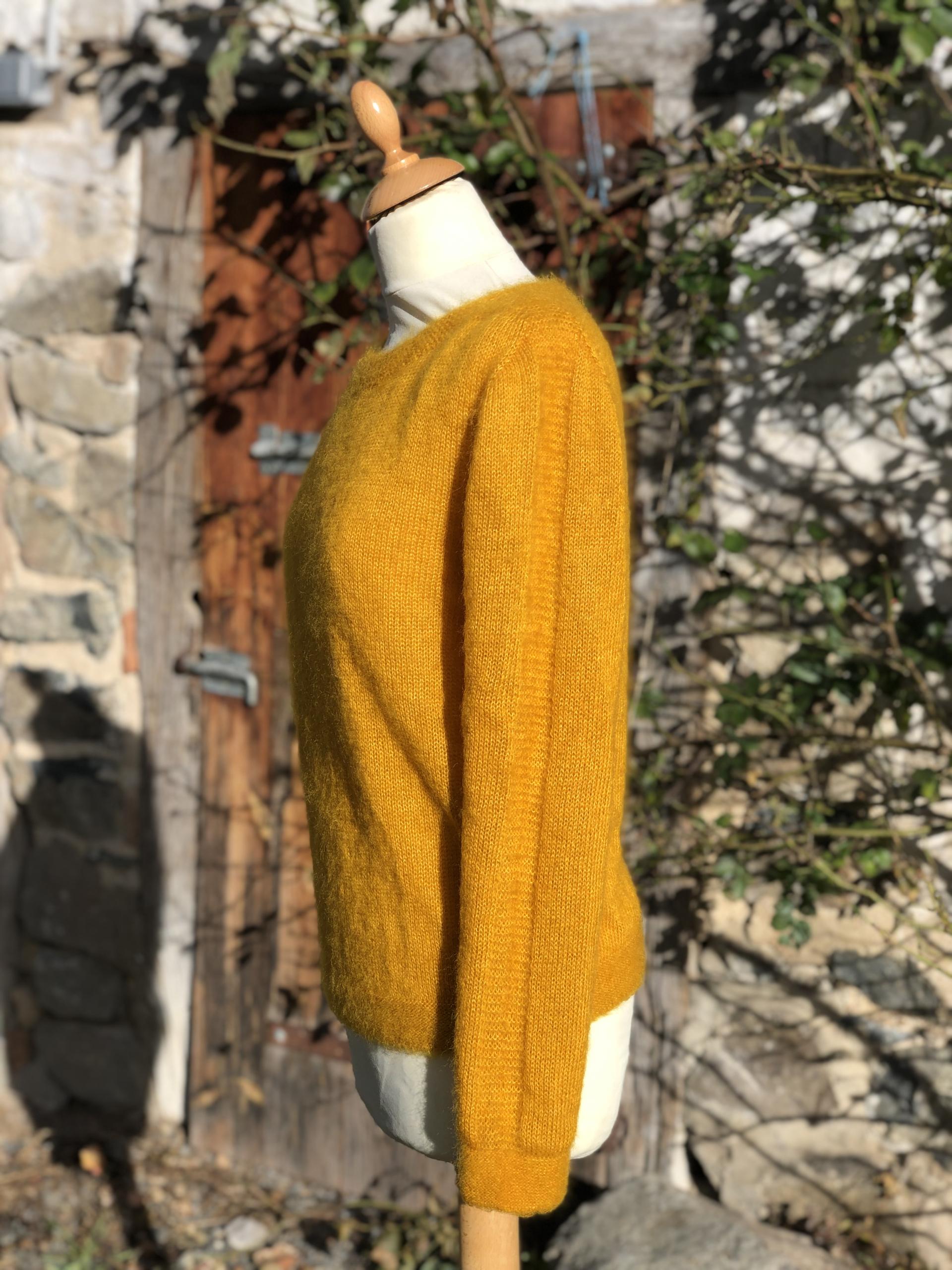 Pull col bateau mohair et soie