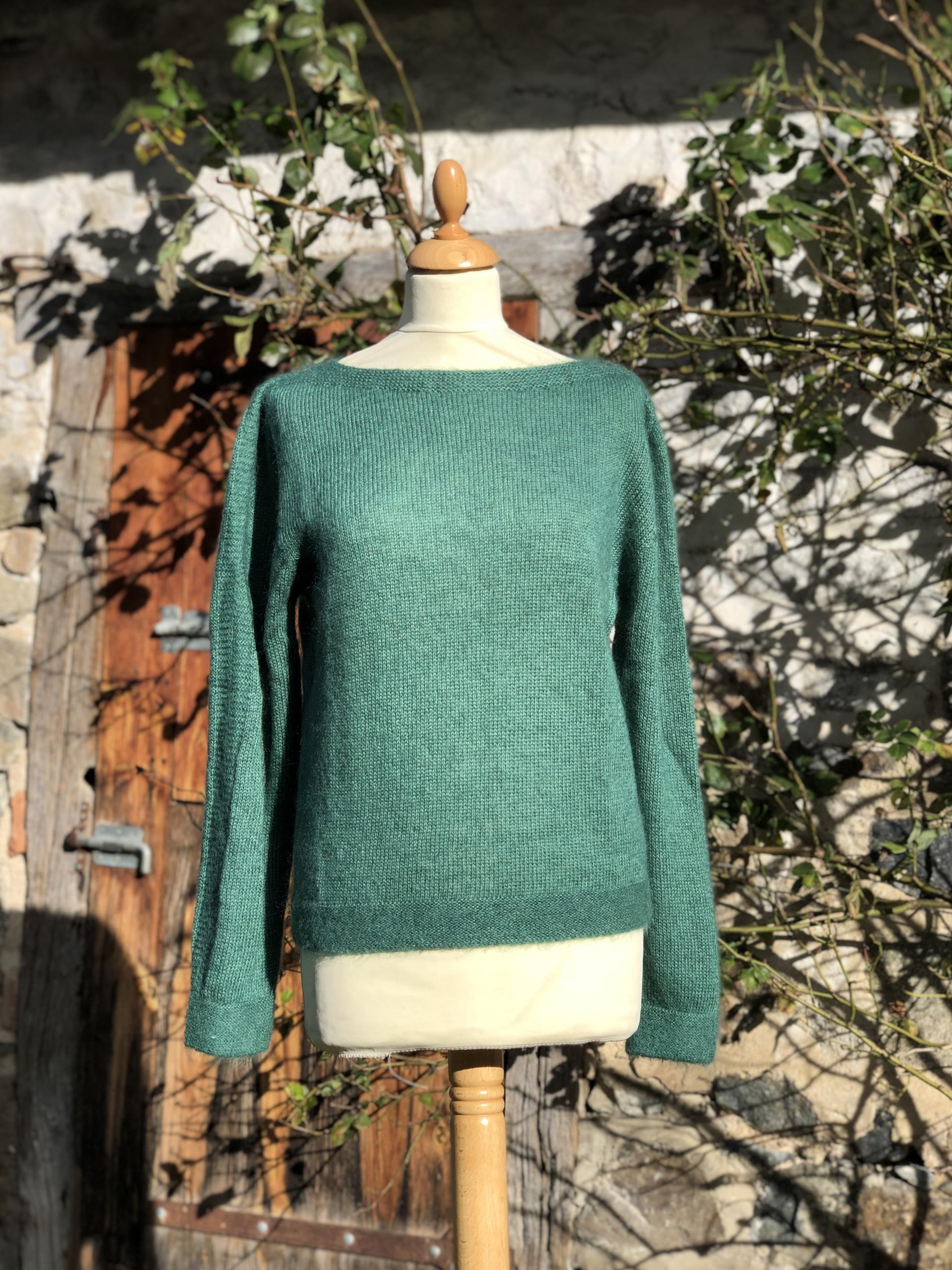 Pull col bateau mohair et soie