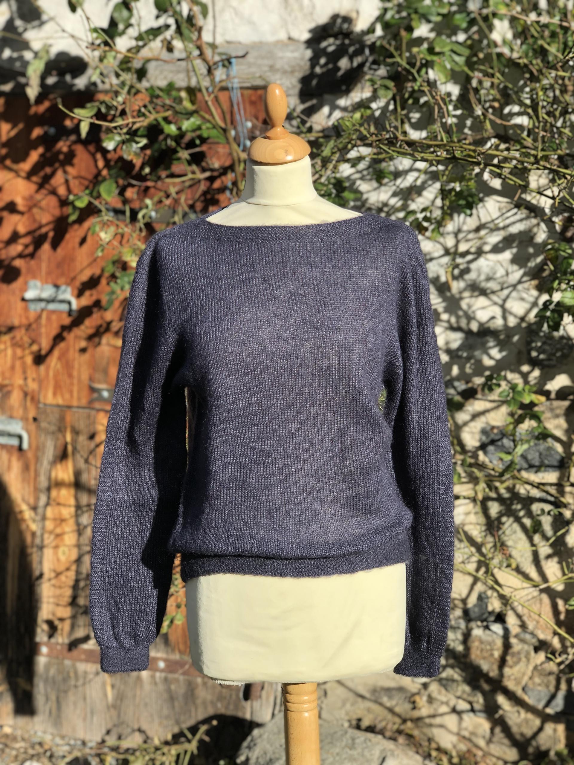 Pull col bateau mohair et soie
