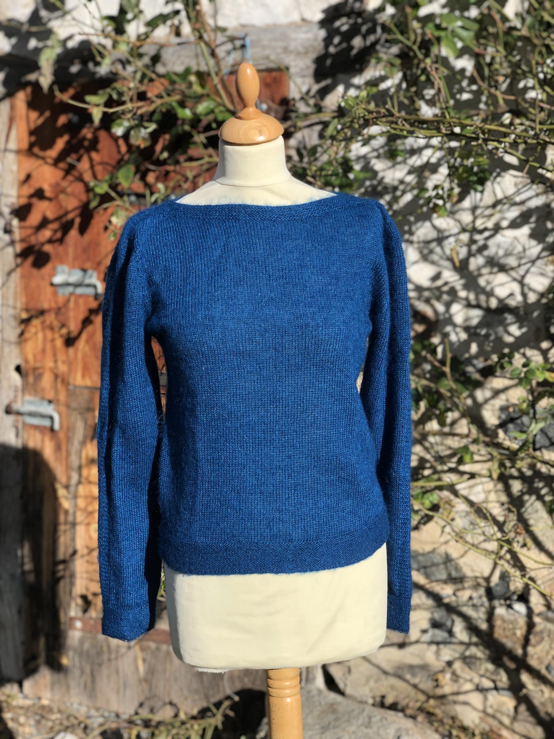 Pull col bateau mohair et soie