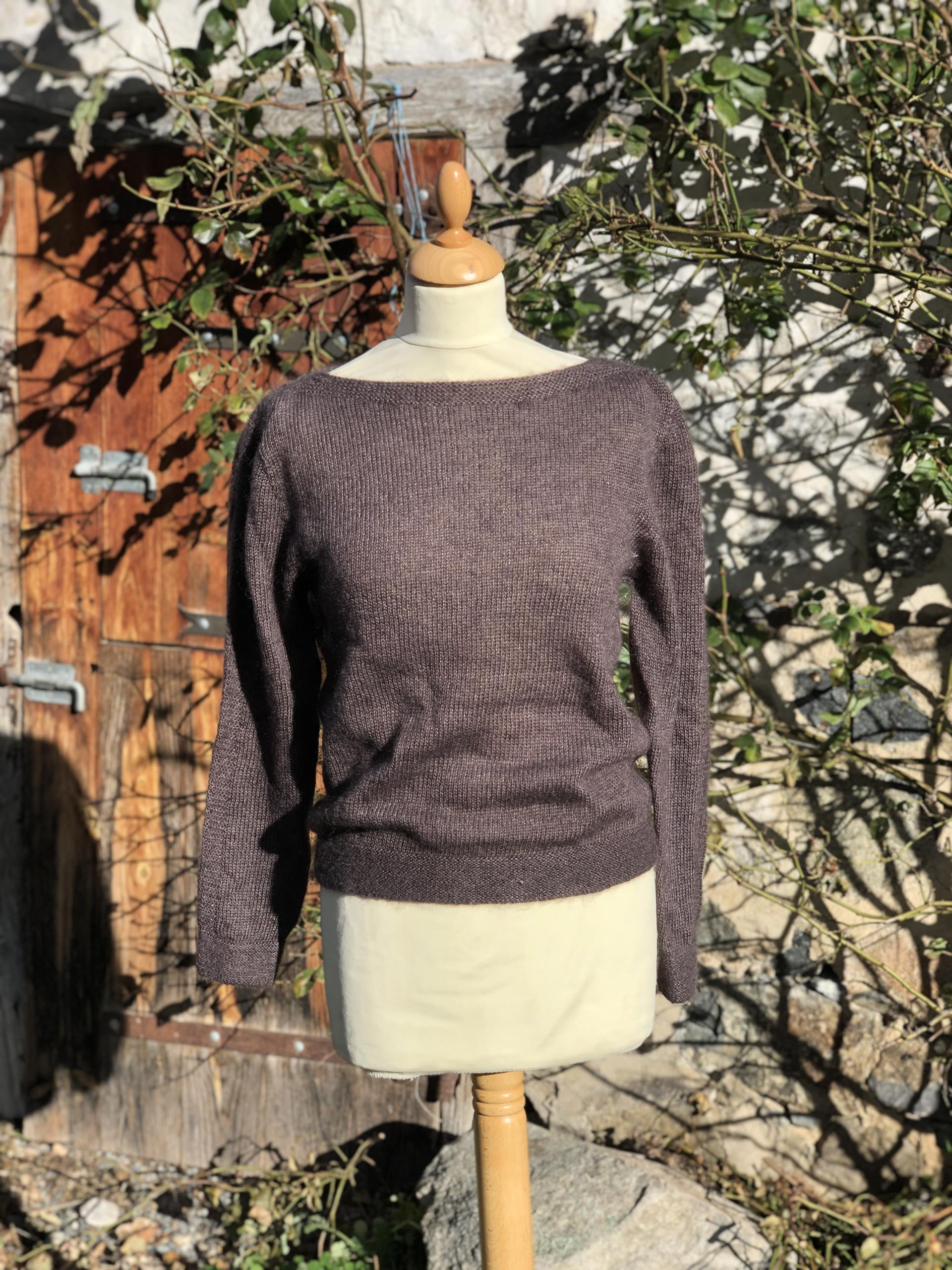 Pull col bateau mohair et soie