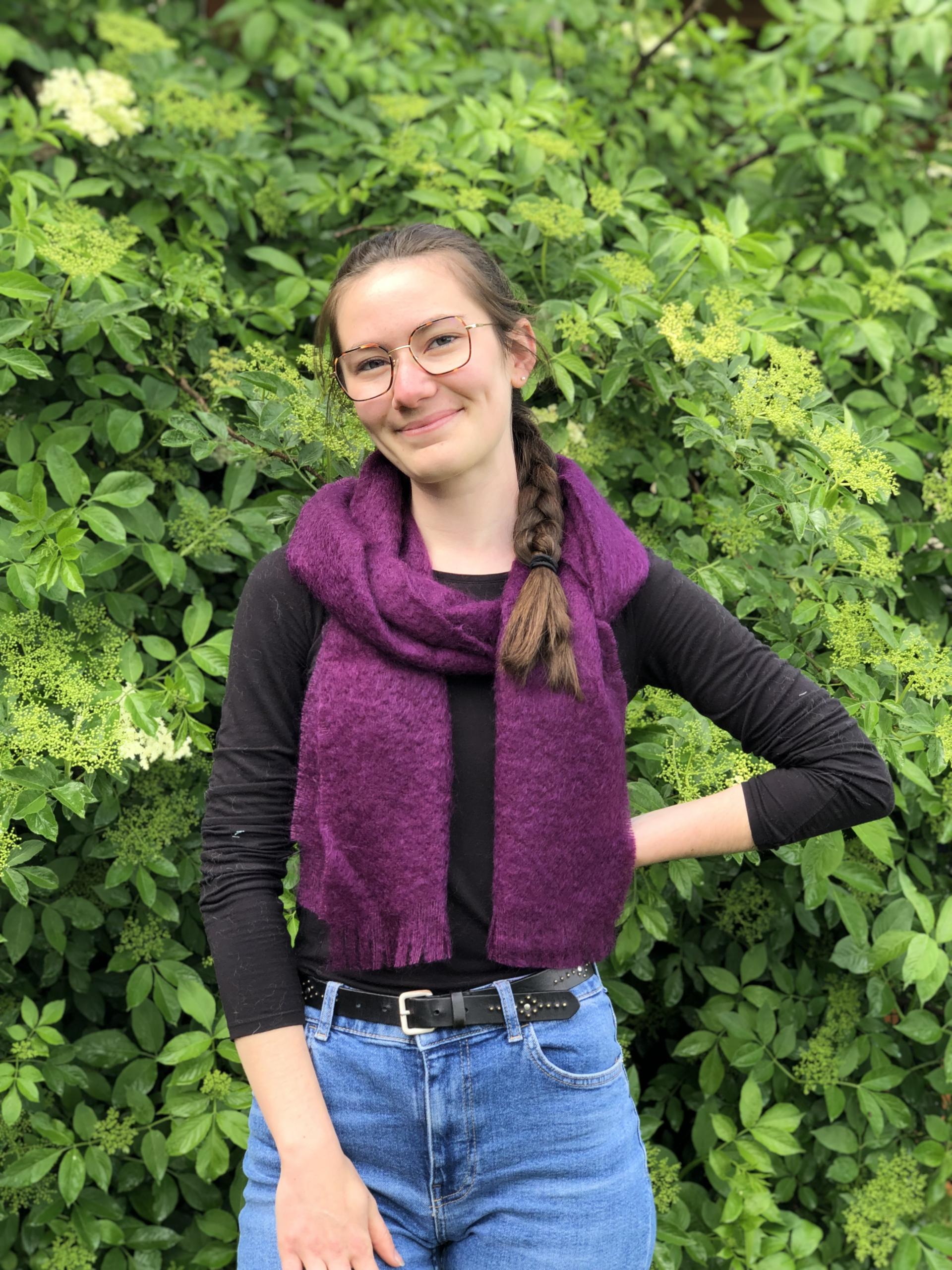 Grande écharpe mohair violette