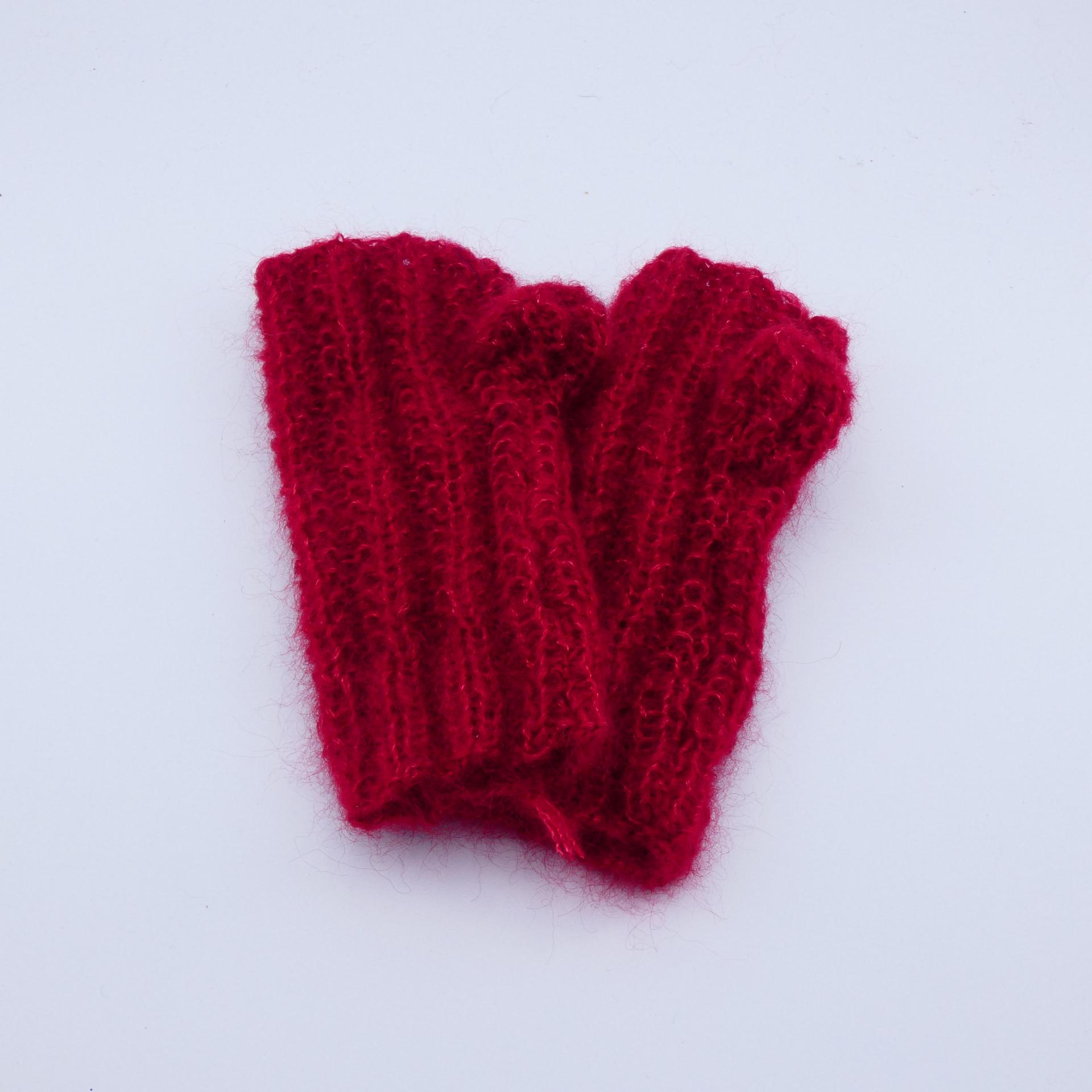 Mitaines laine mohair rubis