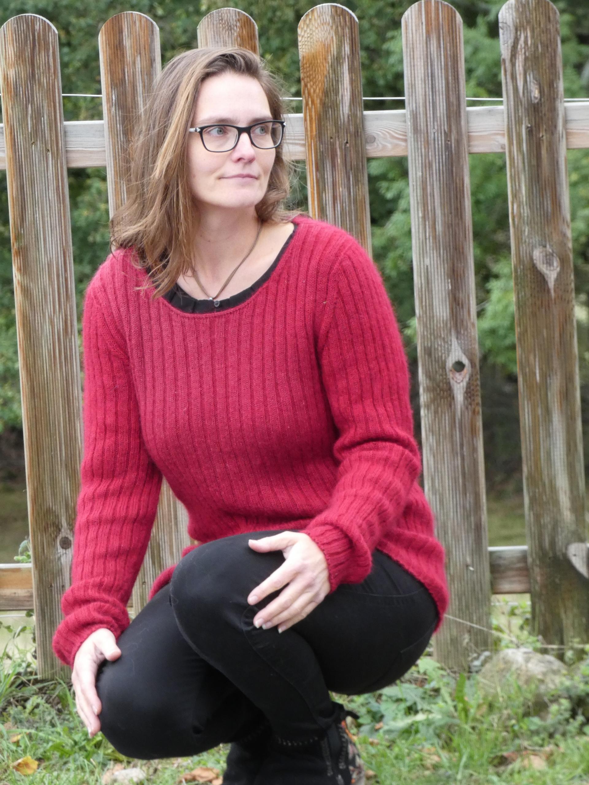 Pull double fil laine mohair à côtes