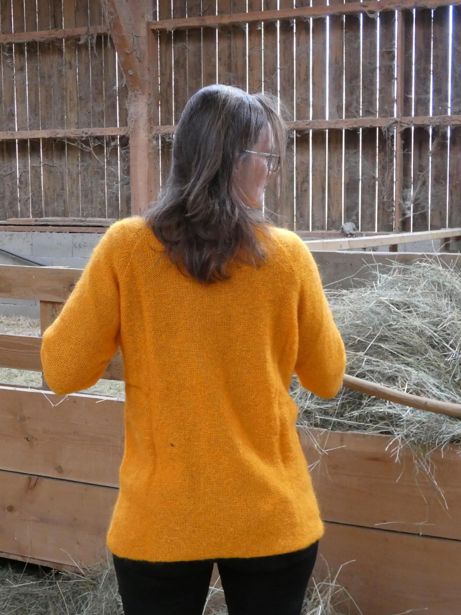 Pull tunique Mohair rond safran 1
