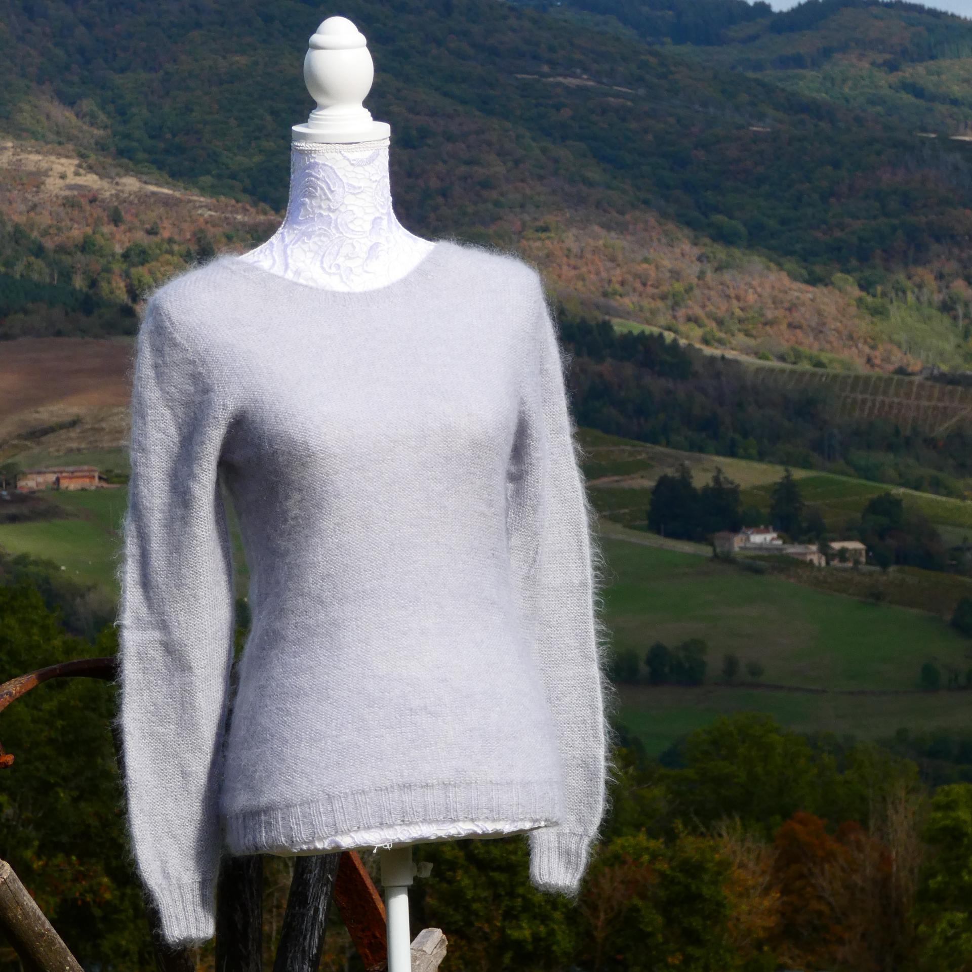Pull sportswear Mohair gris perle