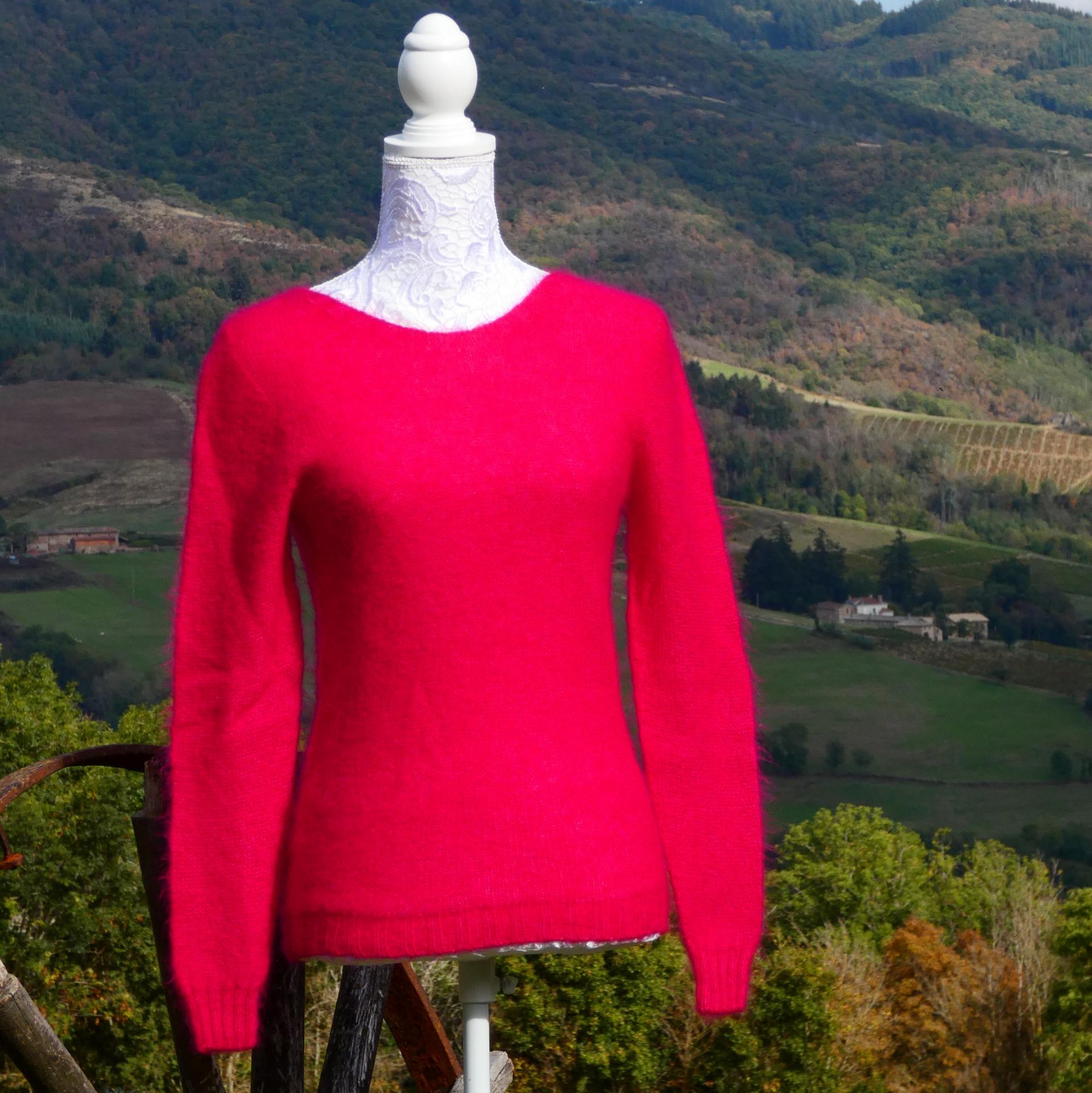 Pull sportswear Mohair framboise