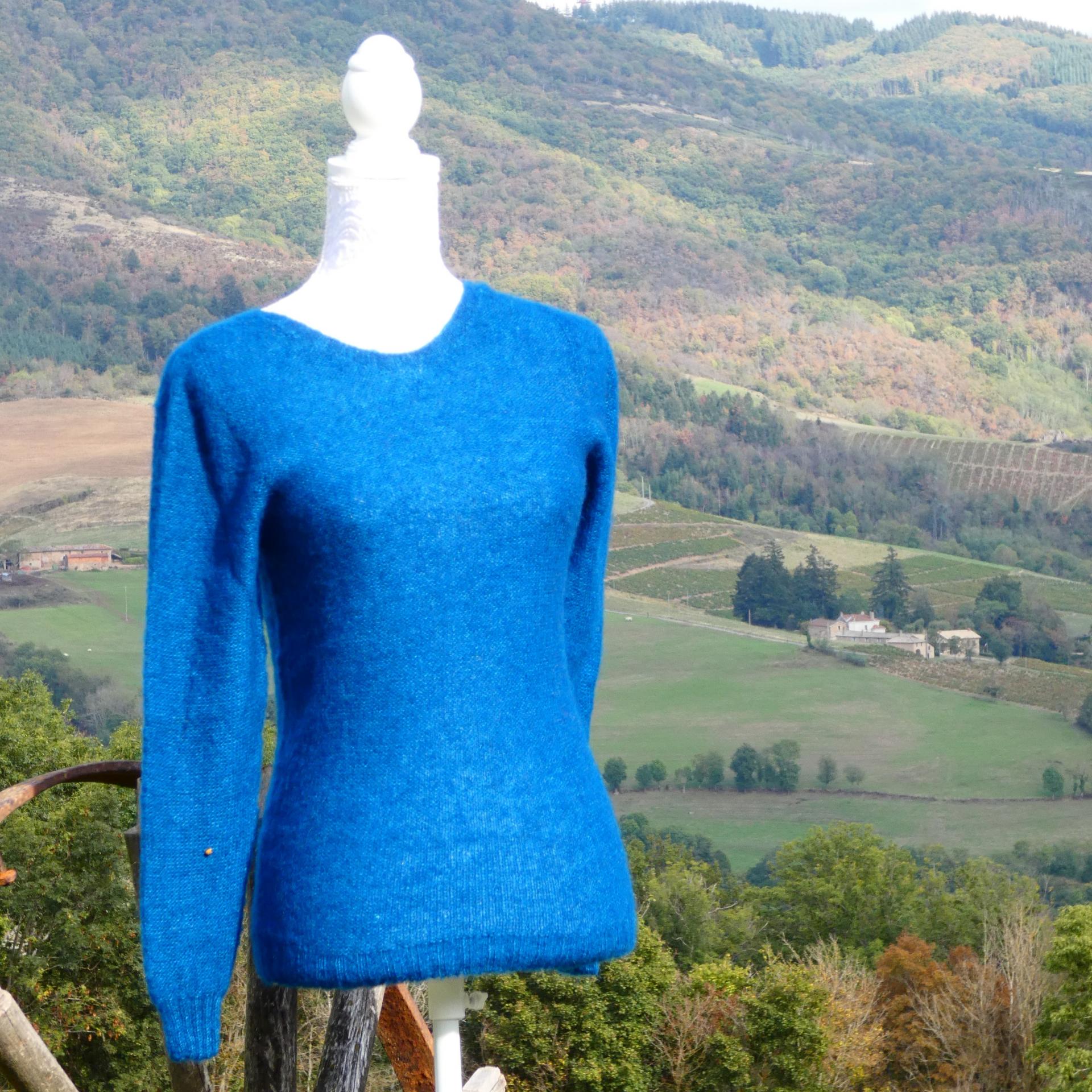 Pull sportswear Mohair bleu paon