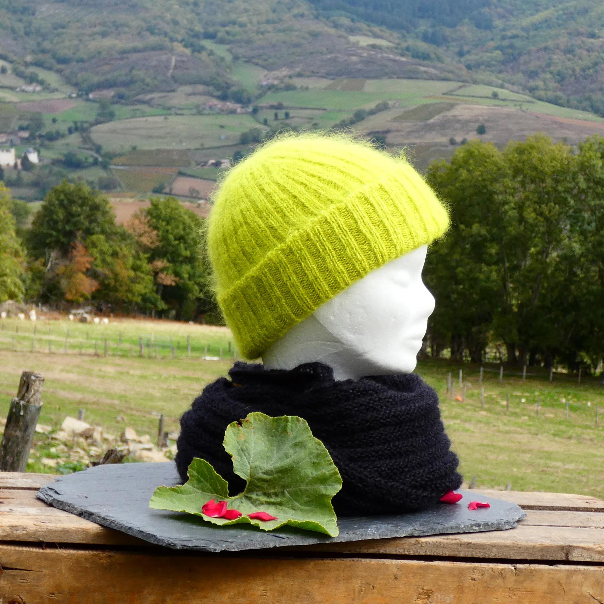 Bonnet Mohair élégance chartreuse